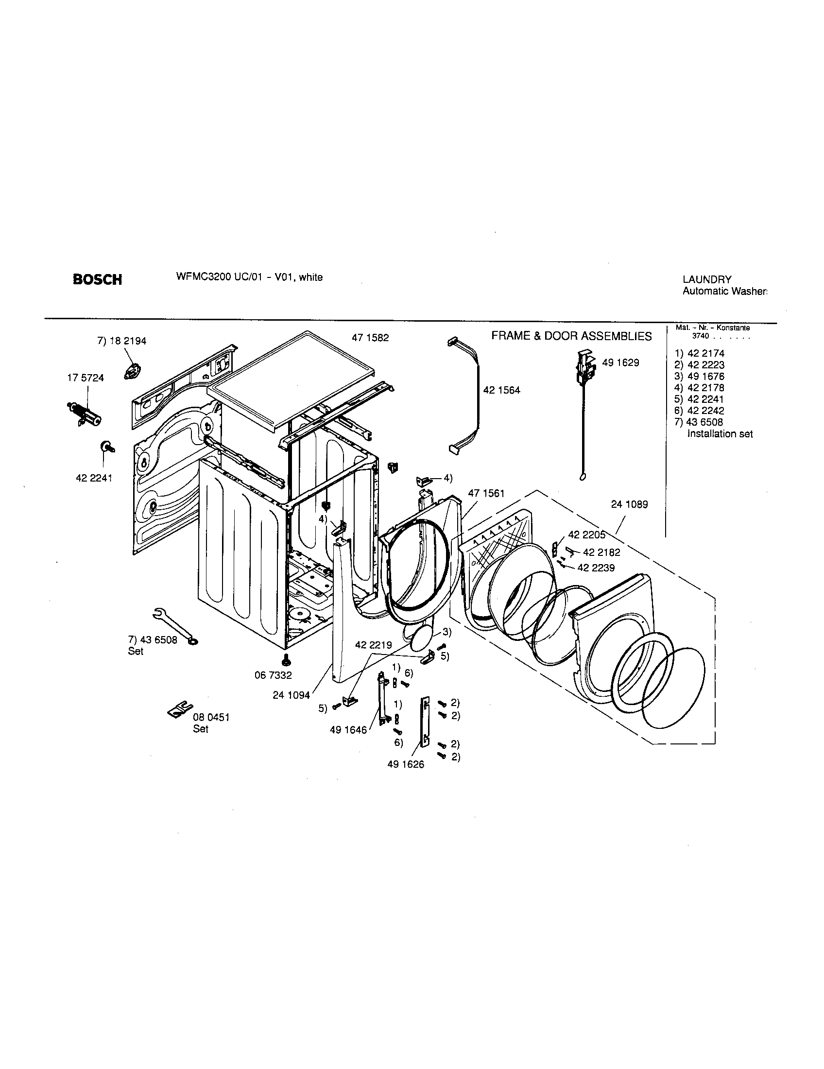 Bosch WFMC3200UC/01 door assembly diagram