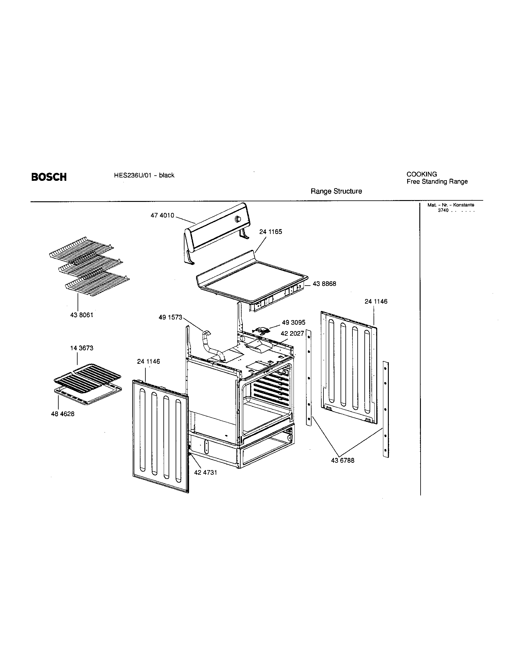 Bosch HES236U/01 range structure diagram