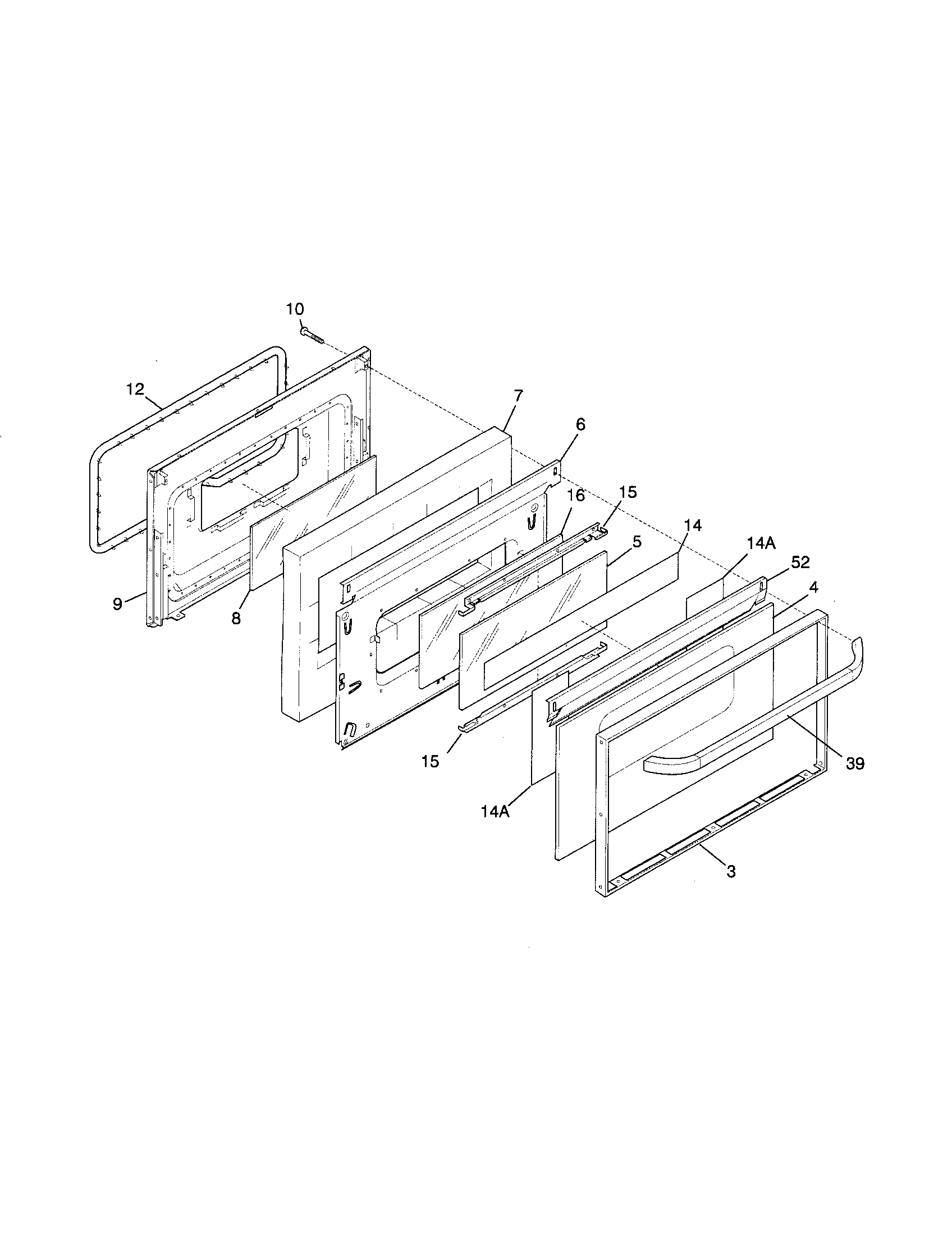 Frigidaire FEF377CFBC door diagram
