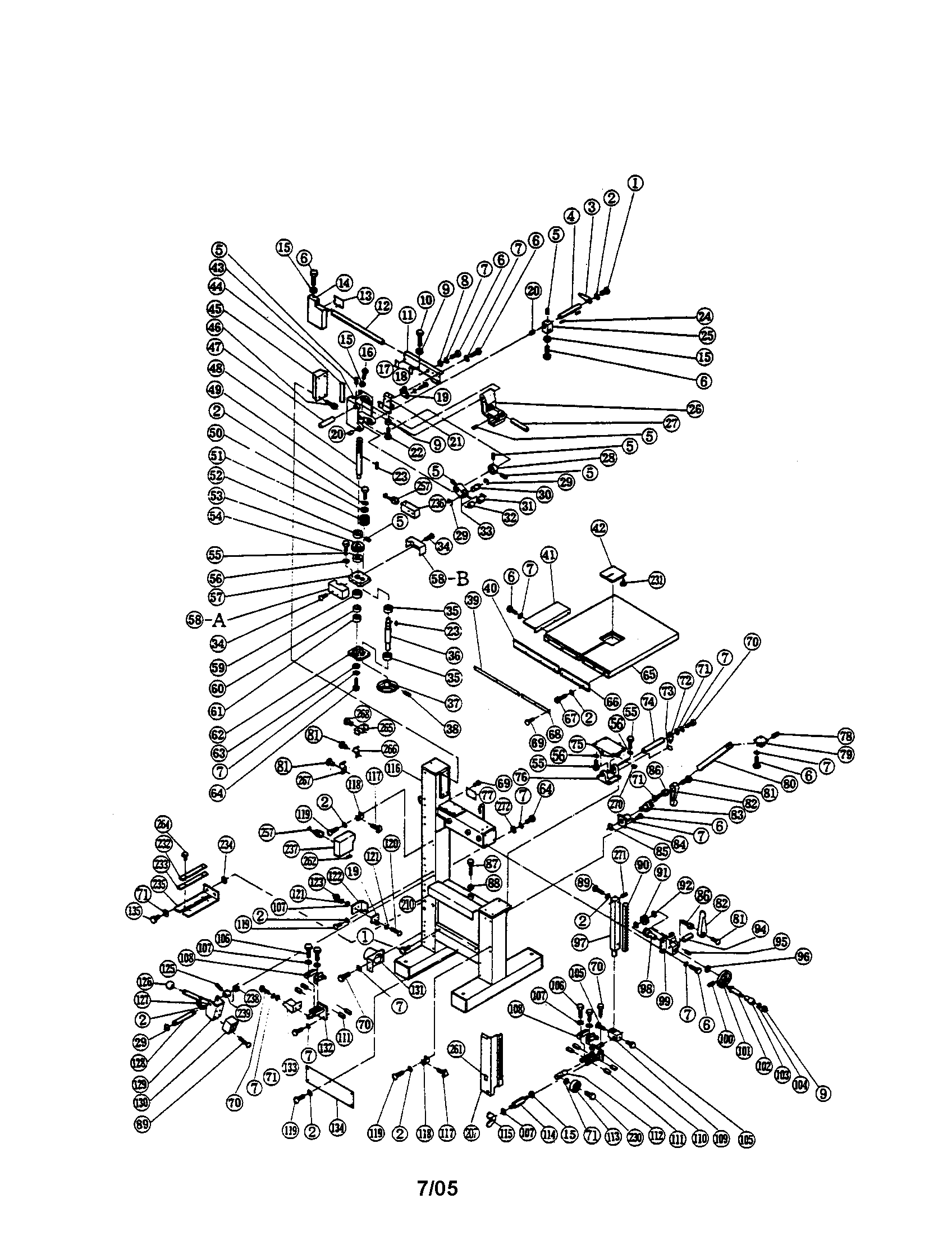 Ryobi BS-1100 frame/table diagram