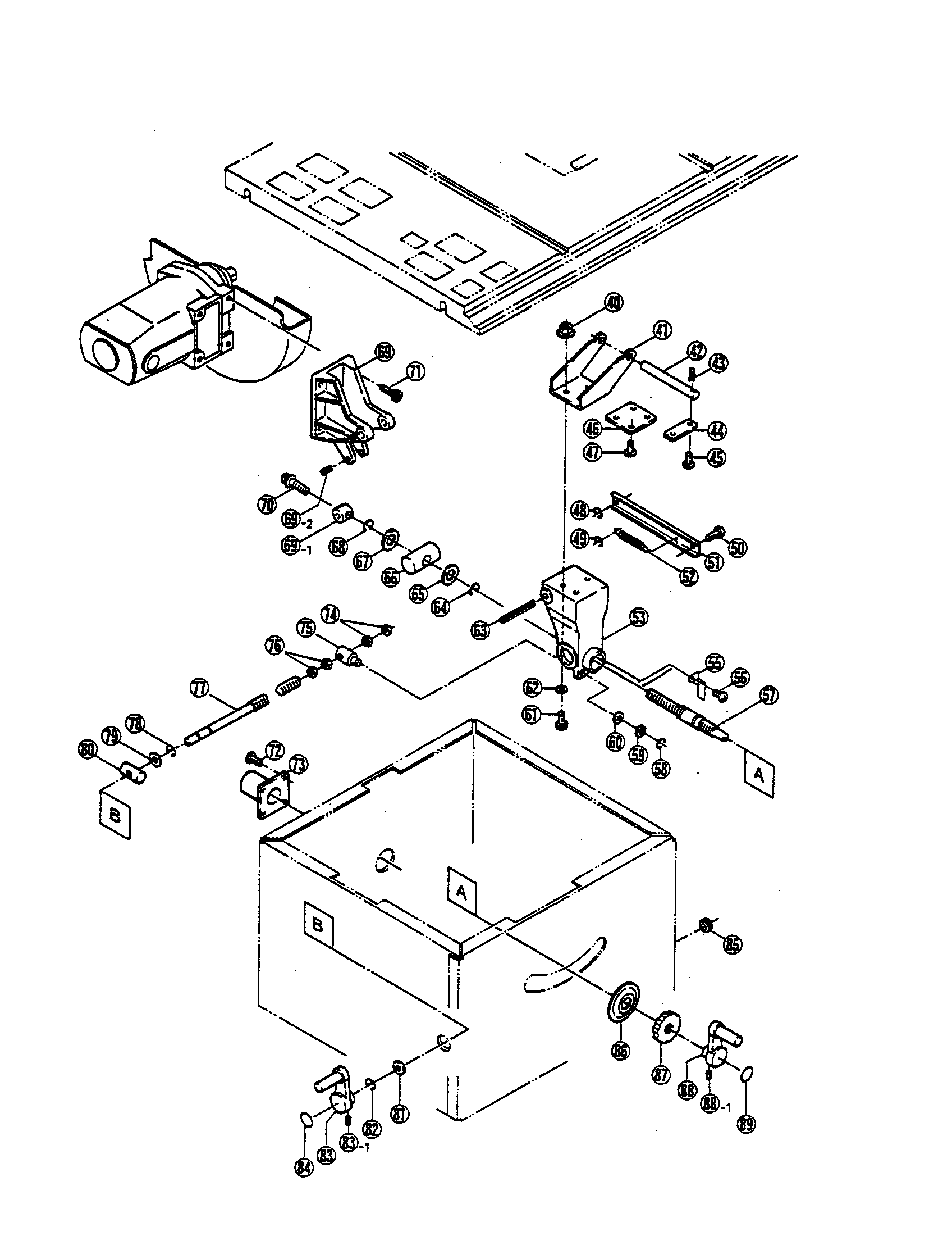 Ryobi BT-2500 motor bracket/locker bracket diagram