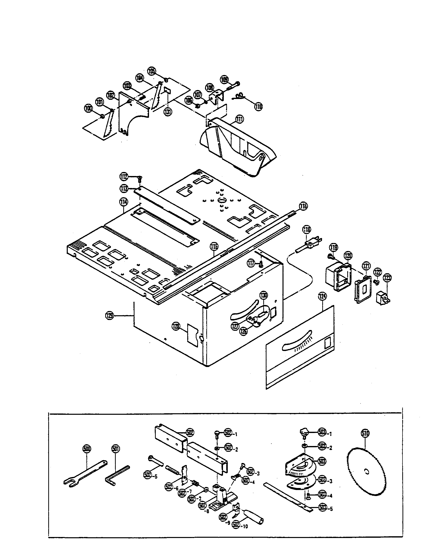 Ryobi BT-2500 frame/blade diagram