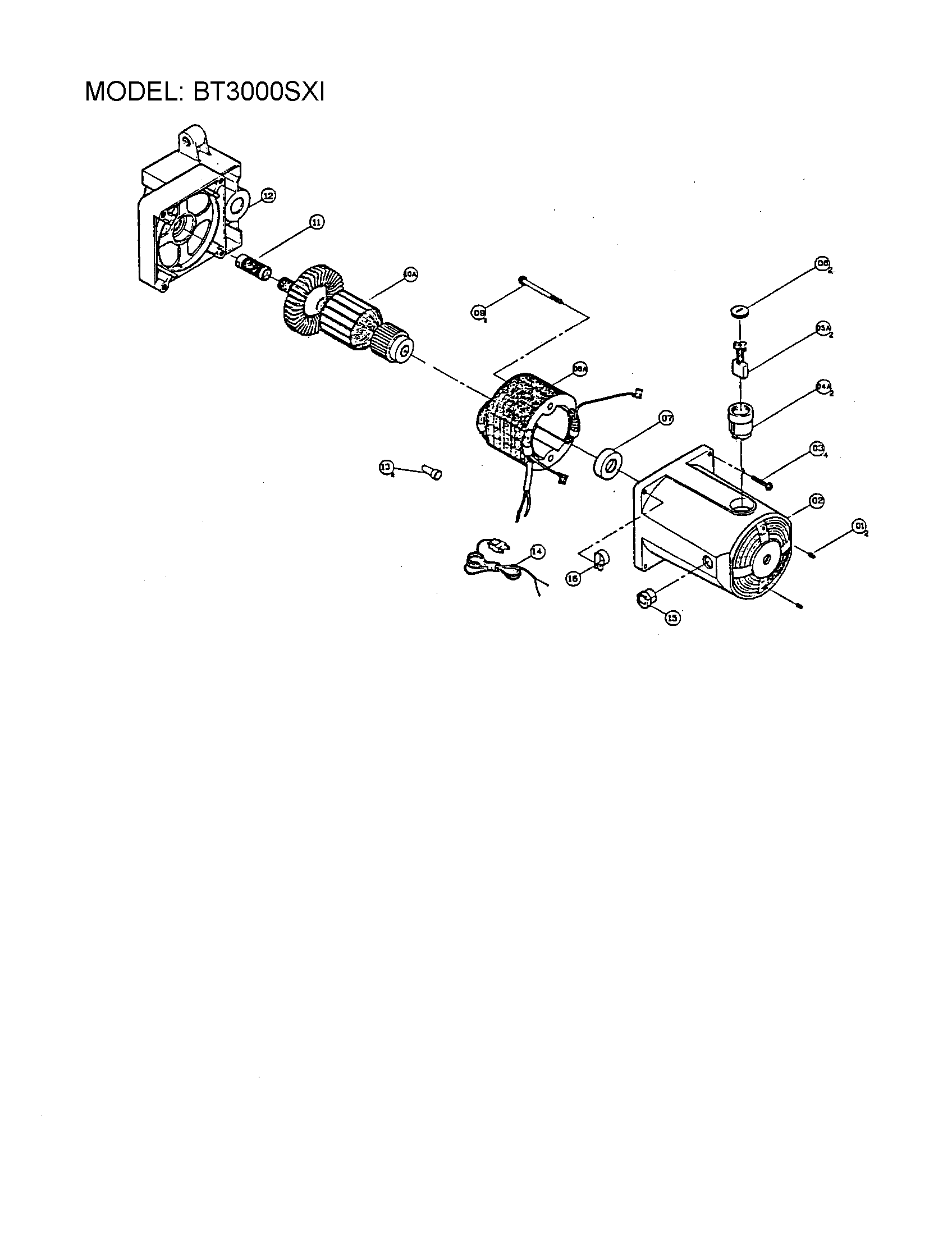Ryobi BT3000SXI motor assembly diagram