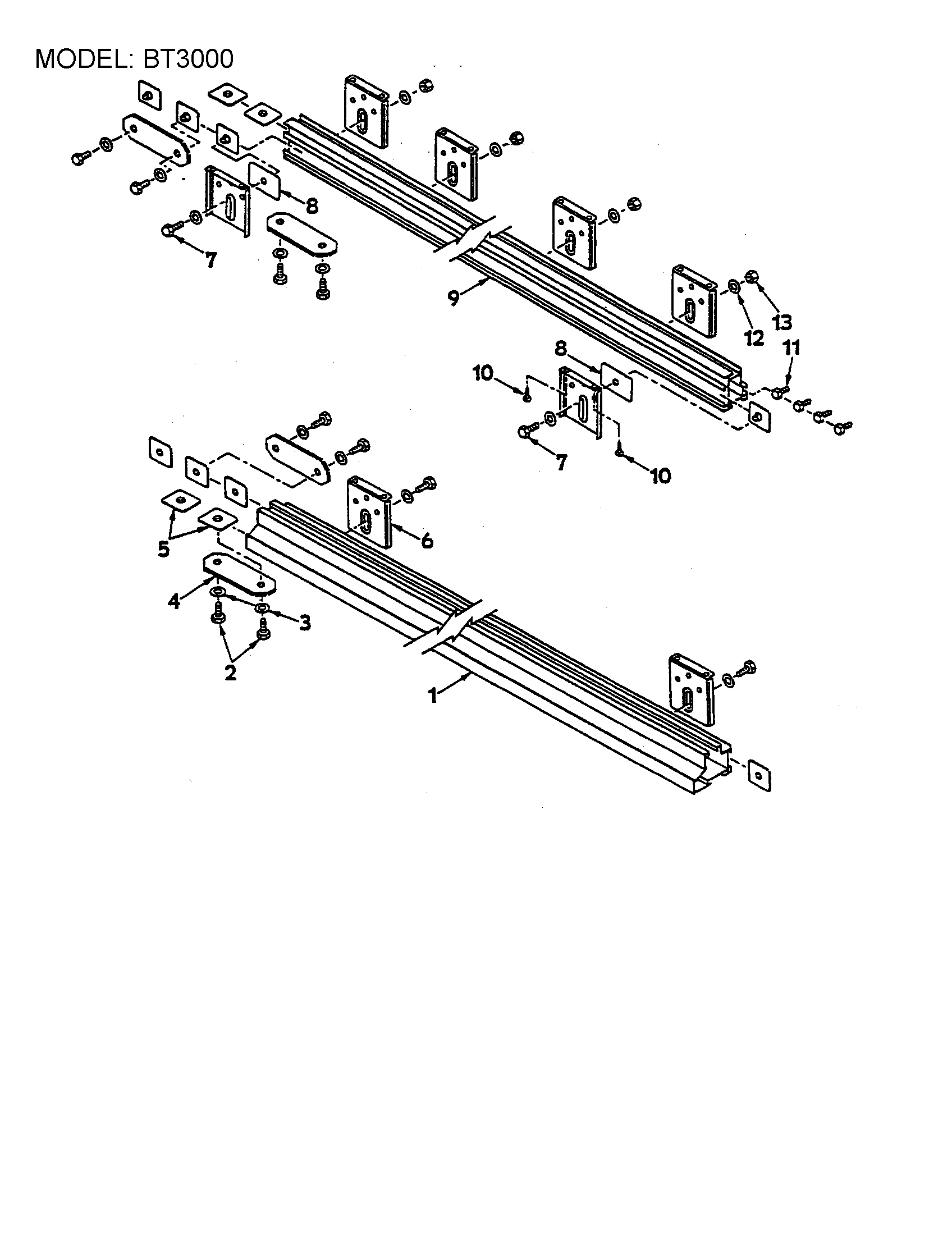 Ryobi BT3000SXI wide table kit diagram