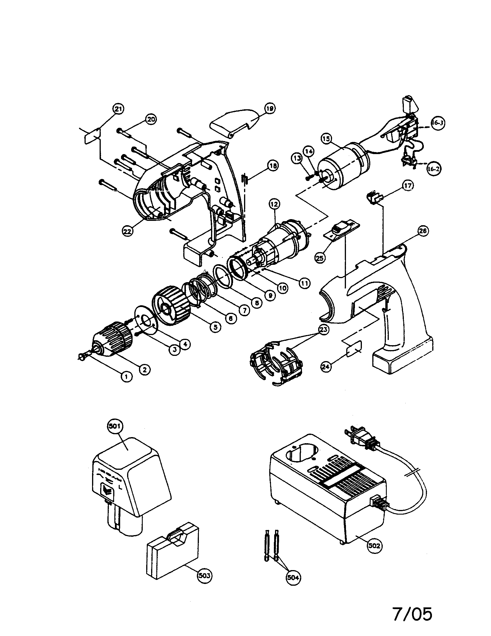 Ryobi CD125K 12v cordless drill diagram
