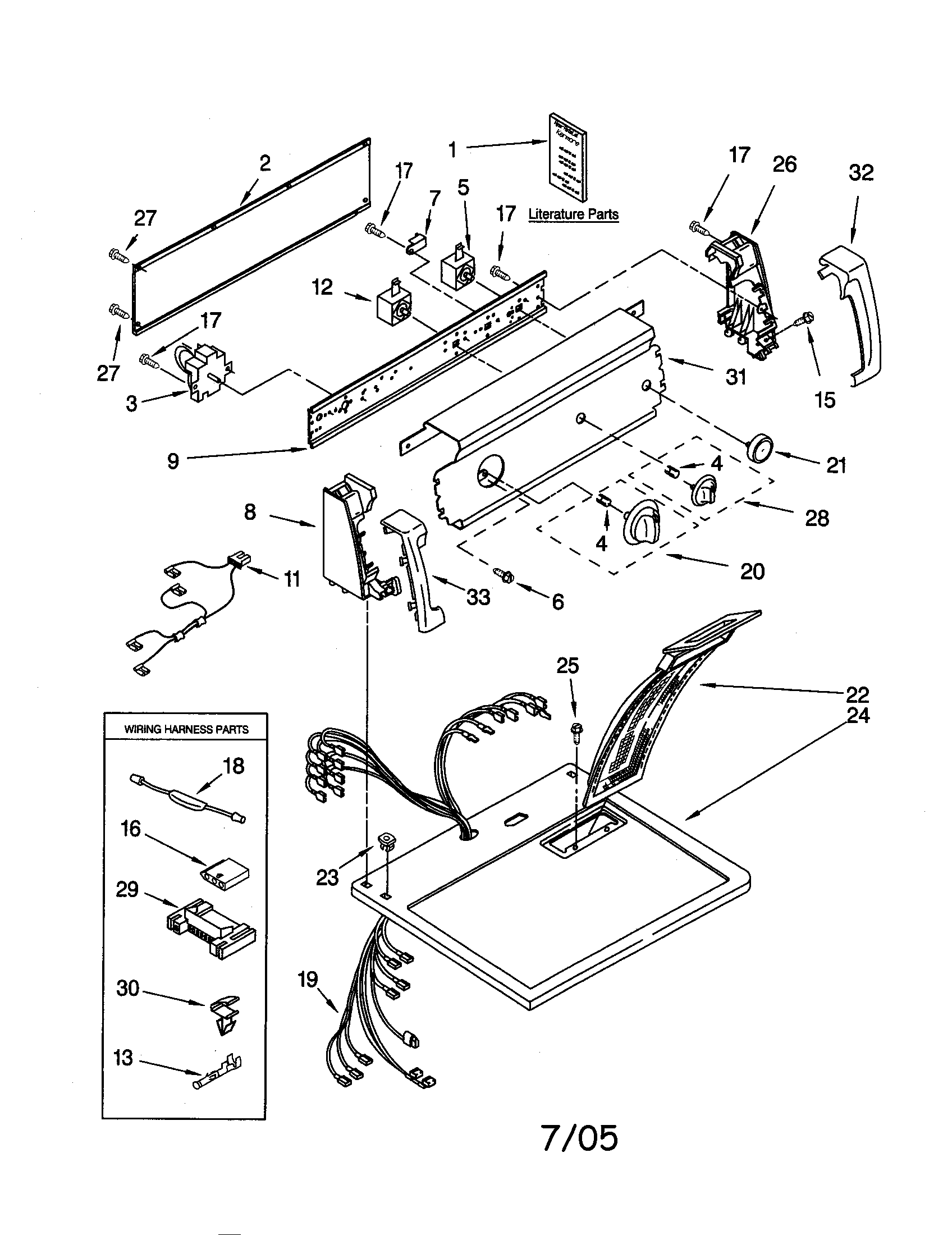 Kenmore 11060722990 top and console diagram
