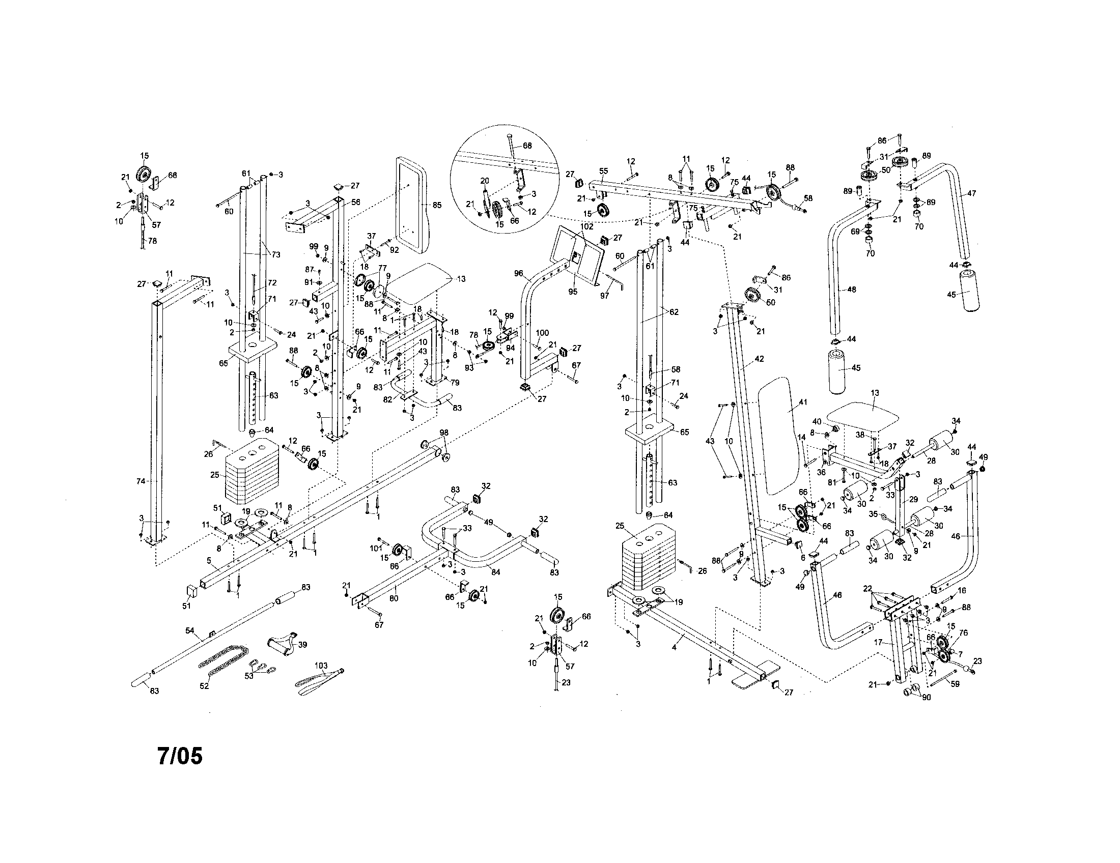 Weider WESY39311 weight system assembly diagram