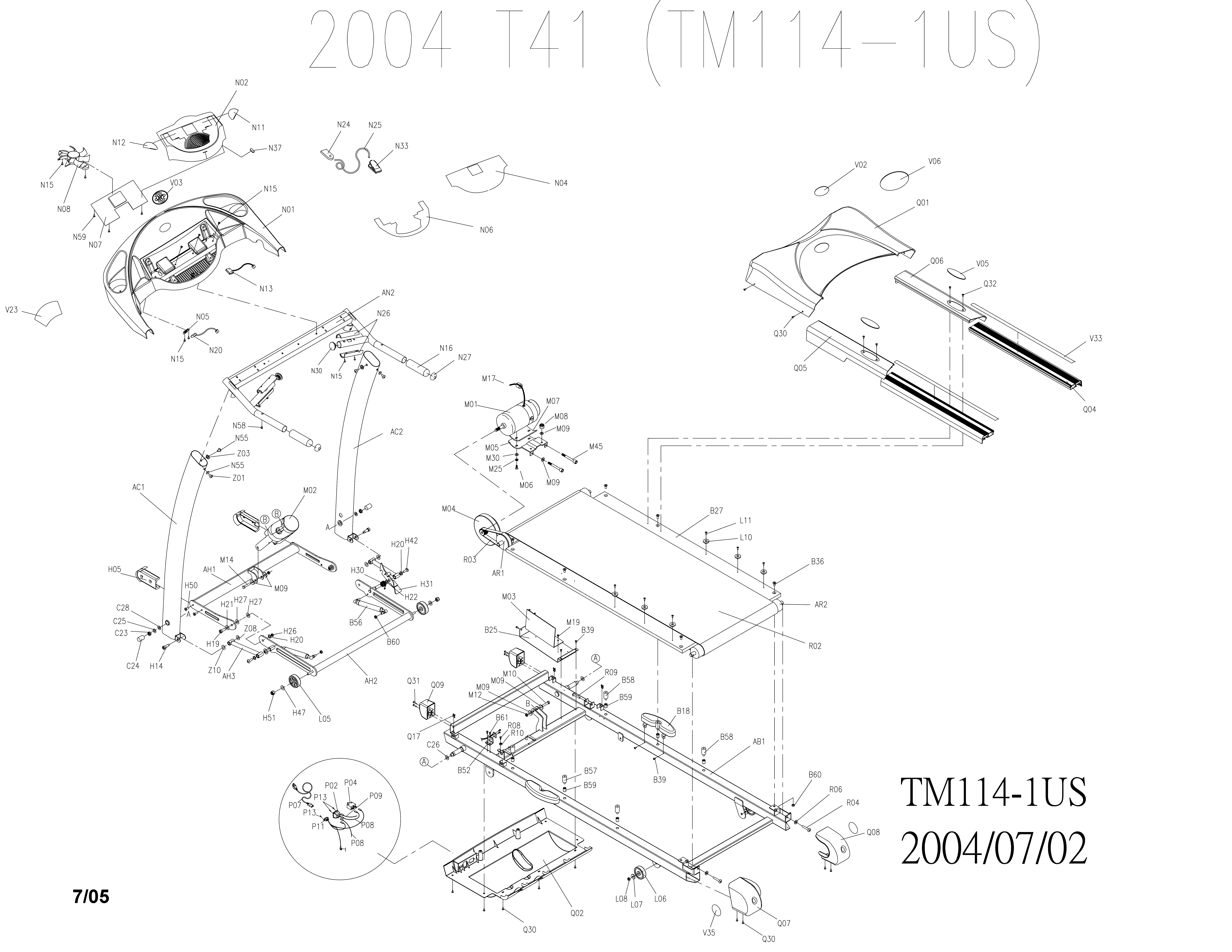Horizon T53 horizon treadmill diagram