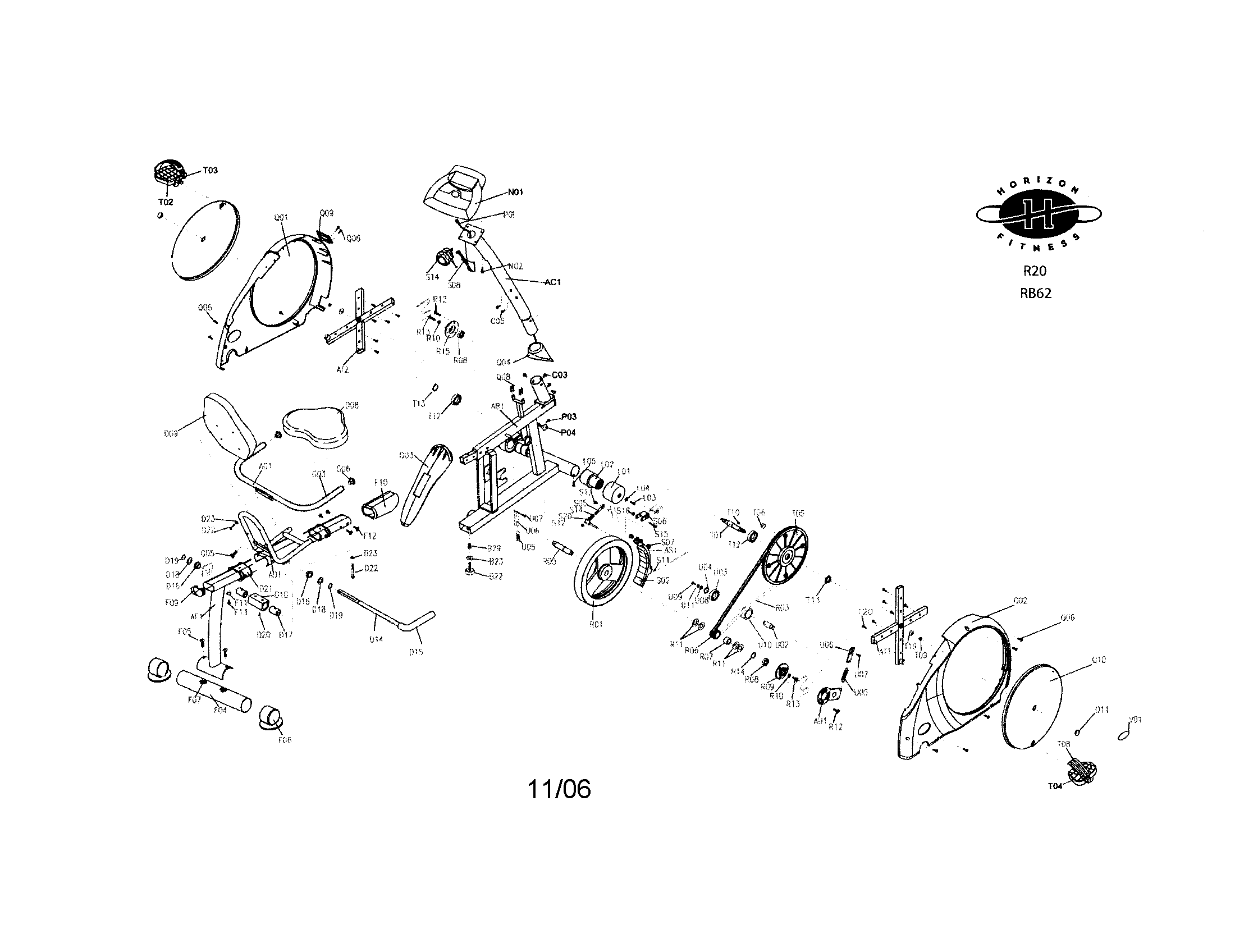 Horizon R20 bike assembly diagram