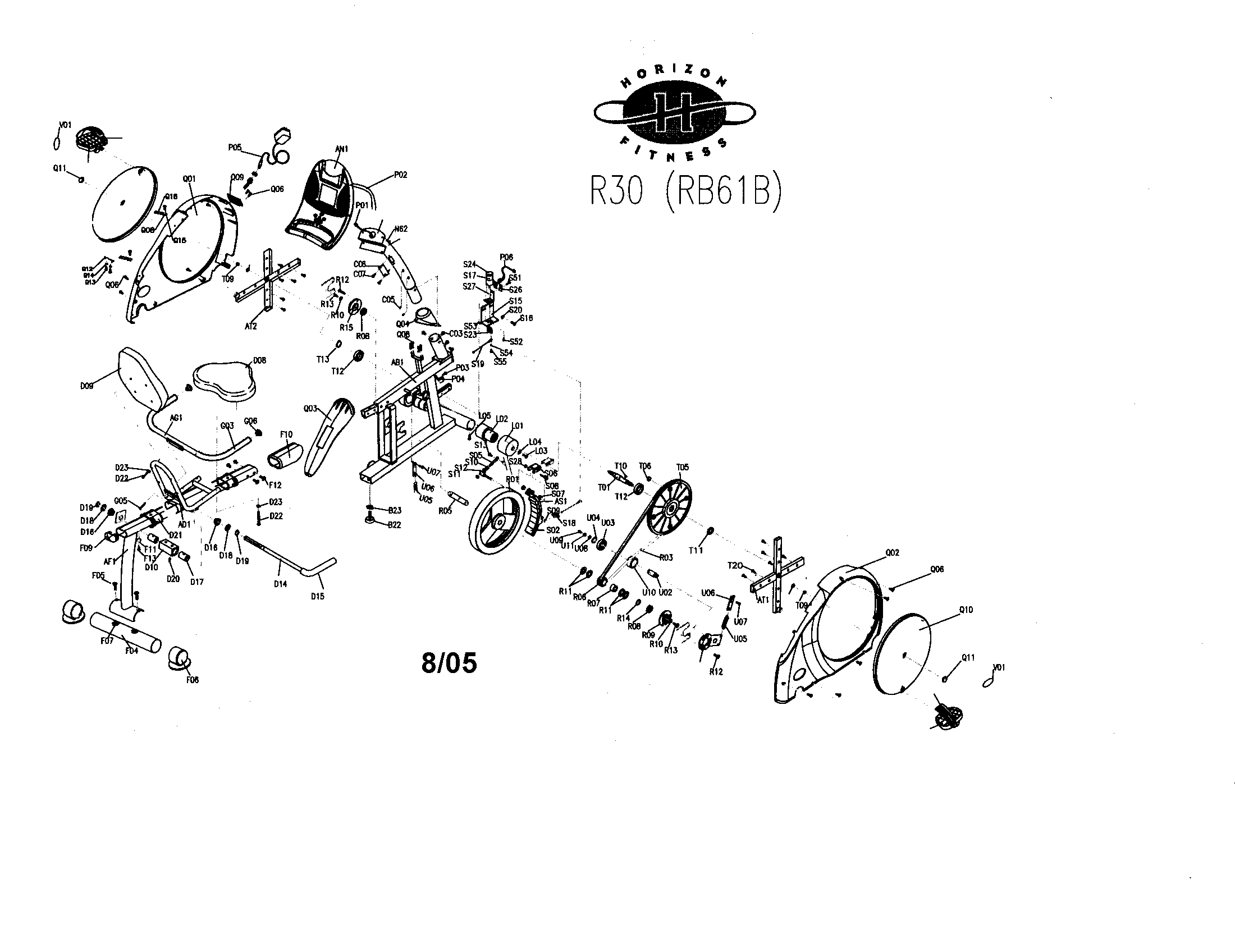 Horizon R30 bike assembly diagram