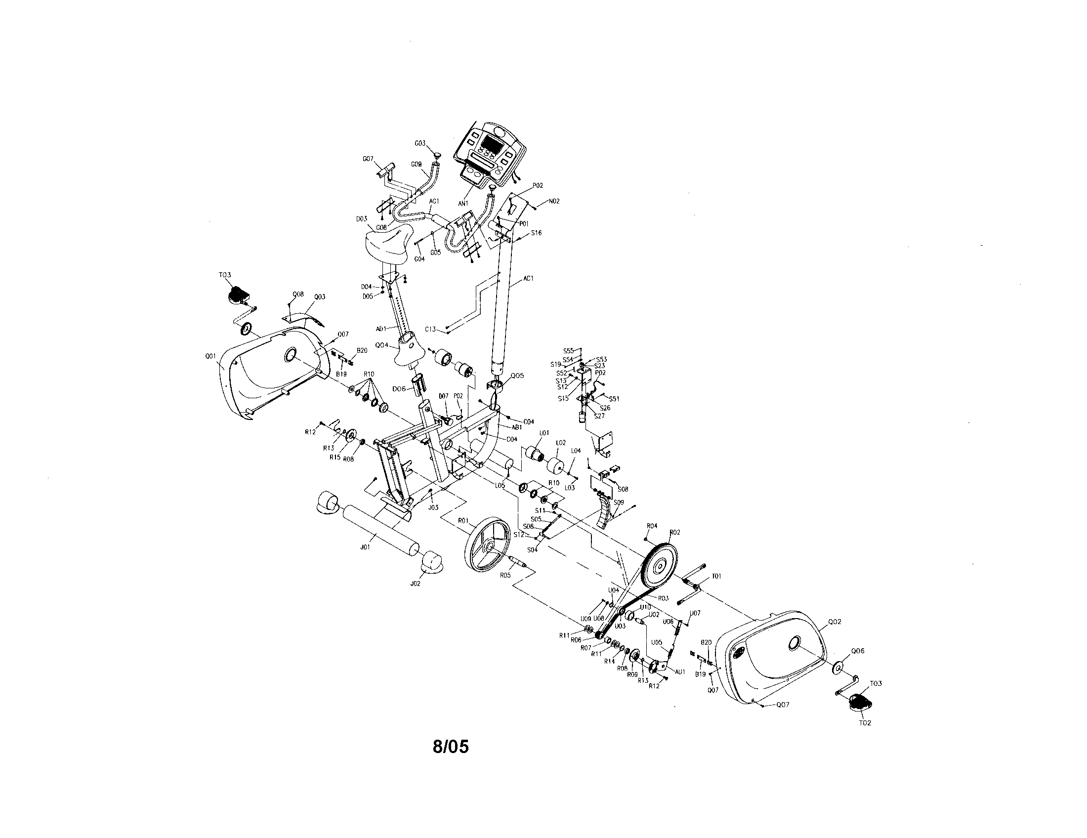 Horizon 3.0B bike assembly diagram