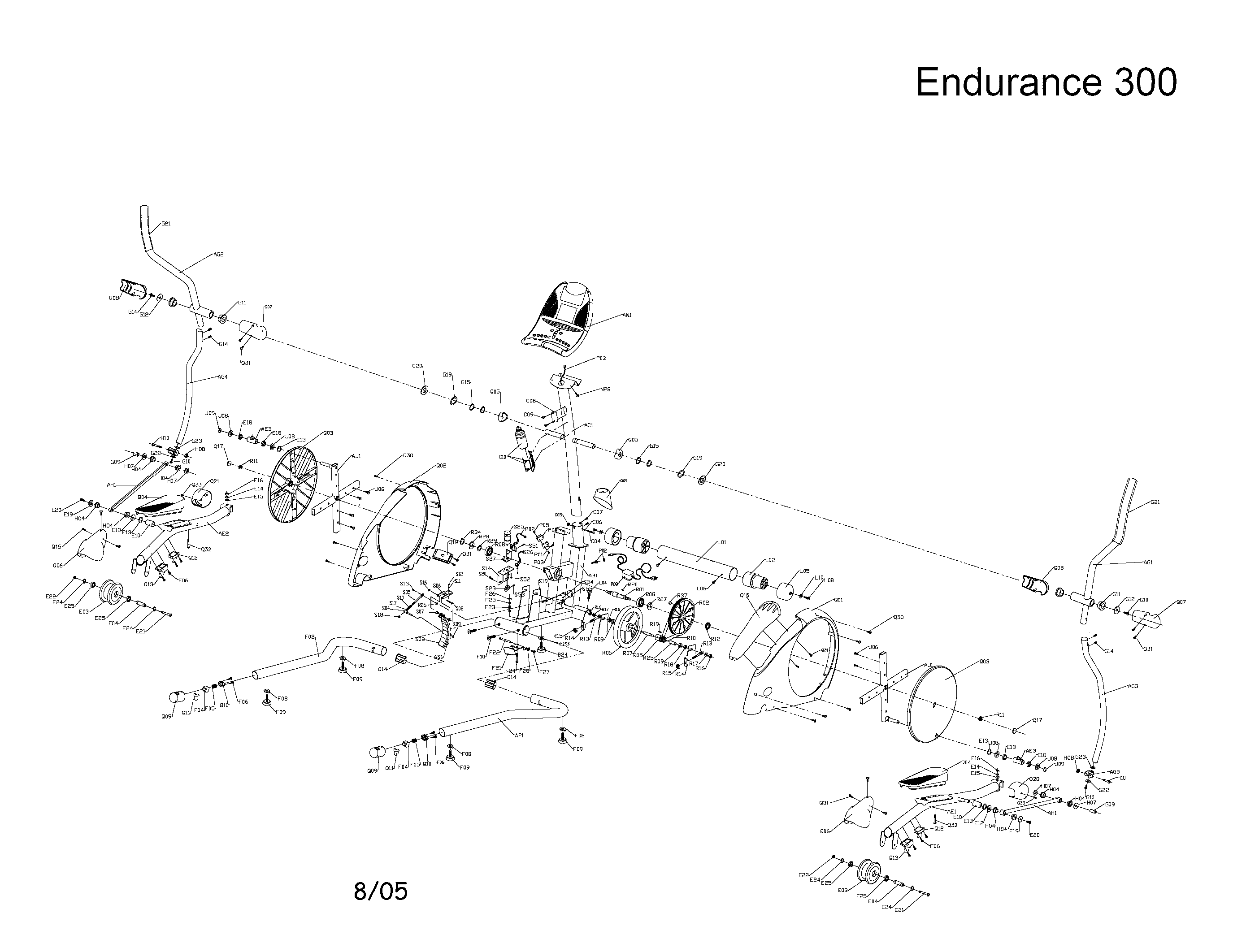 Horizon ENDURANCE 300 elliptical assembly diagram