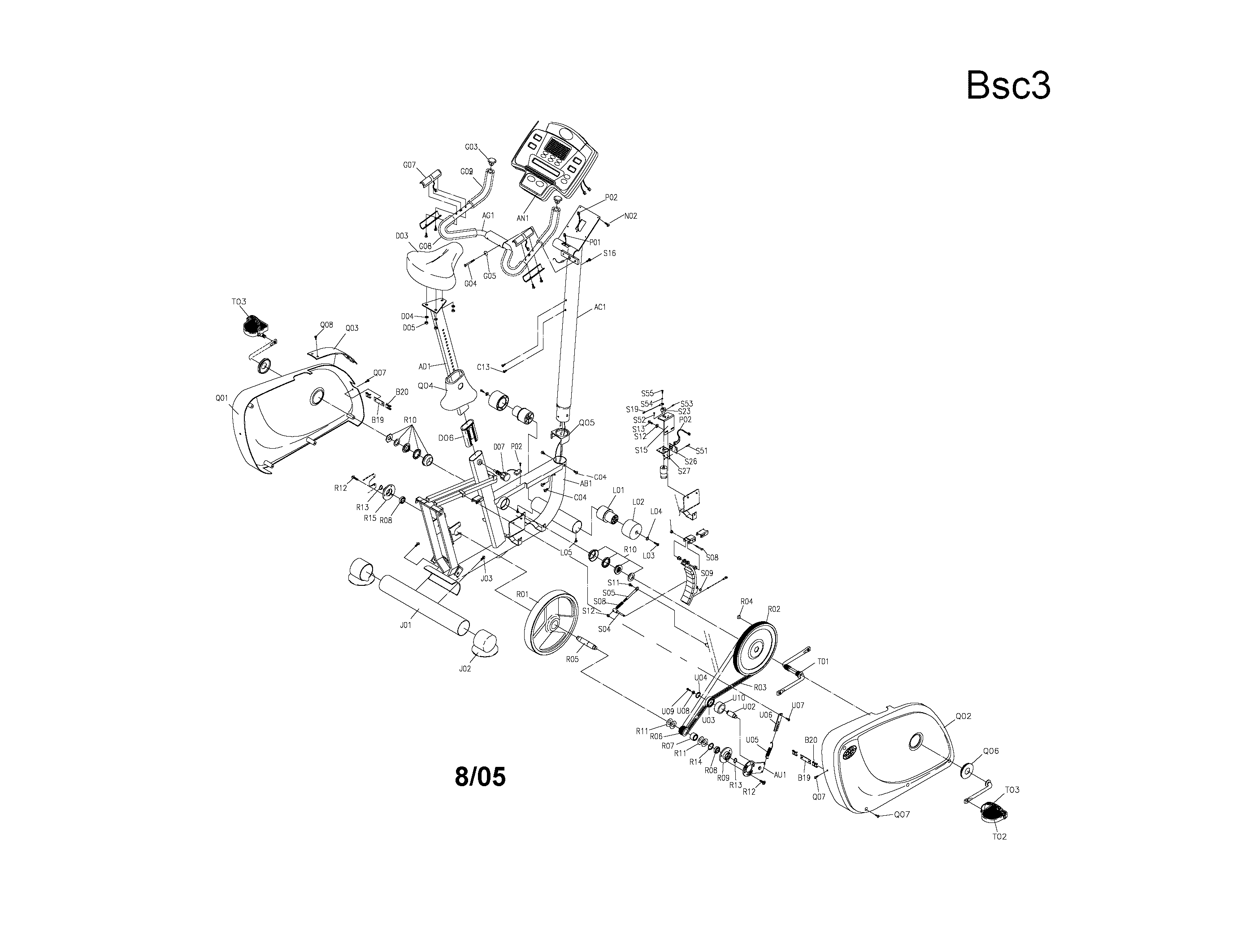 Horizon BSC3 bike assembly diagram