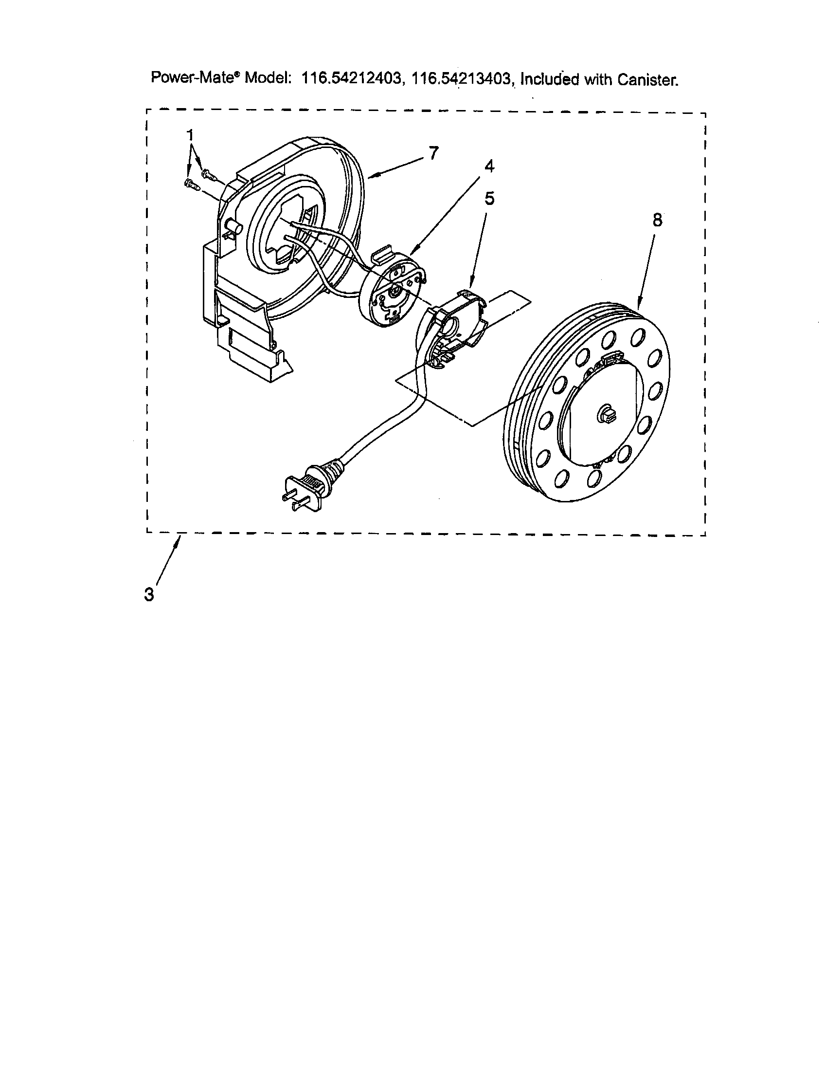 Kenmore 11624212403 cord reel diagram