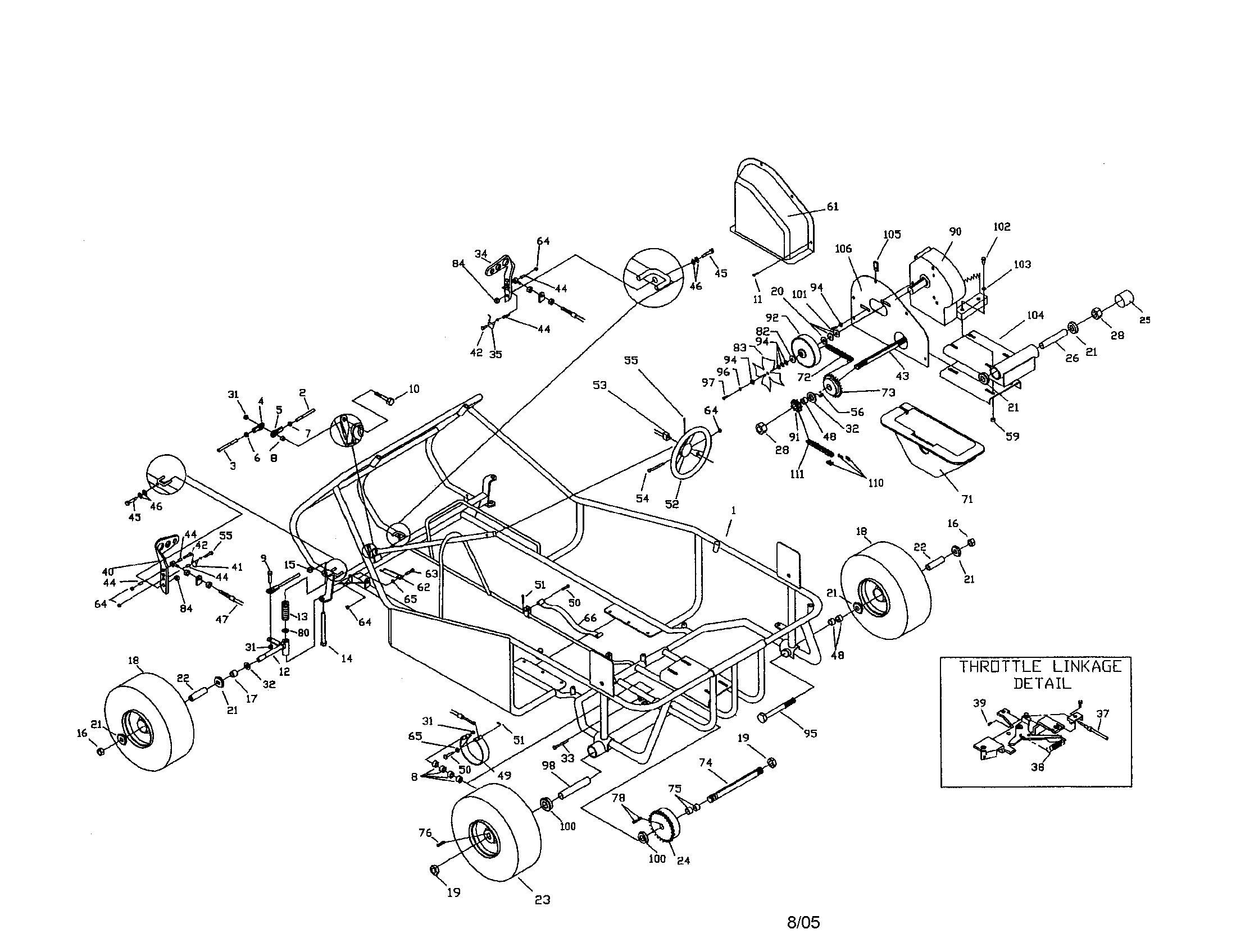 Sears 10827800 frame/wheels/top guard diagram