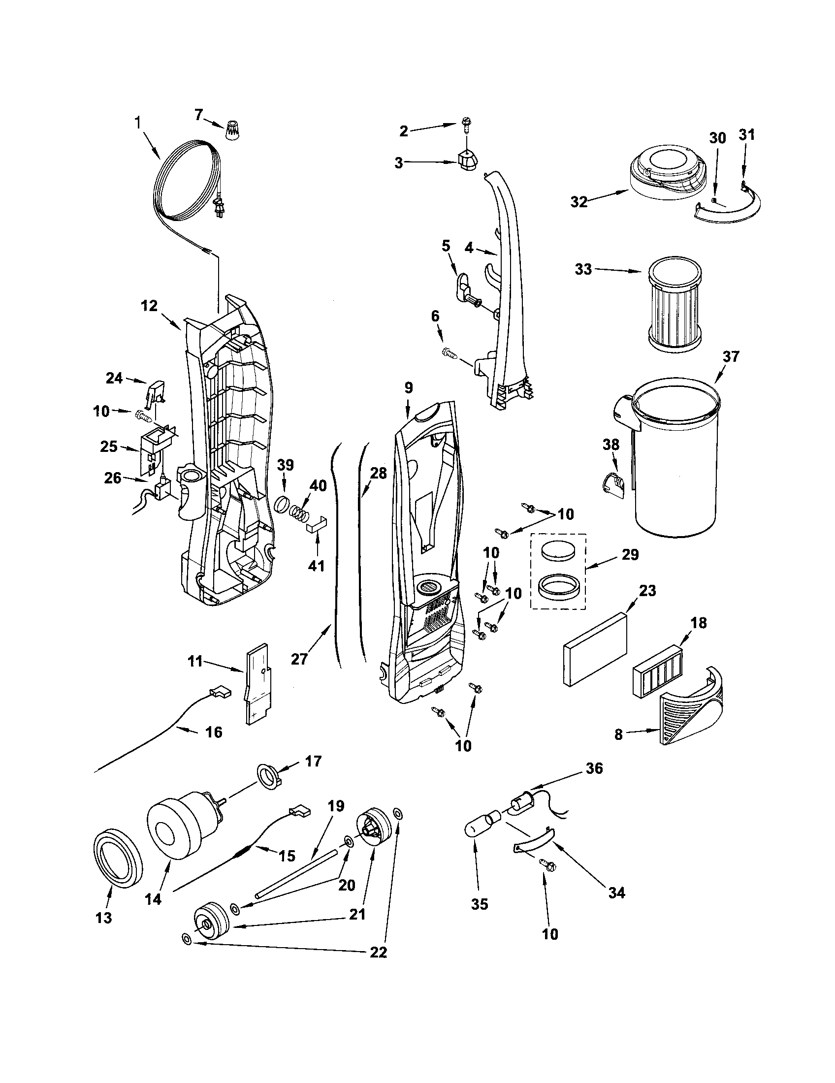 Kenmore 11634721402 dust compartment/motor diagram