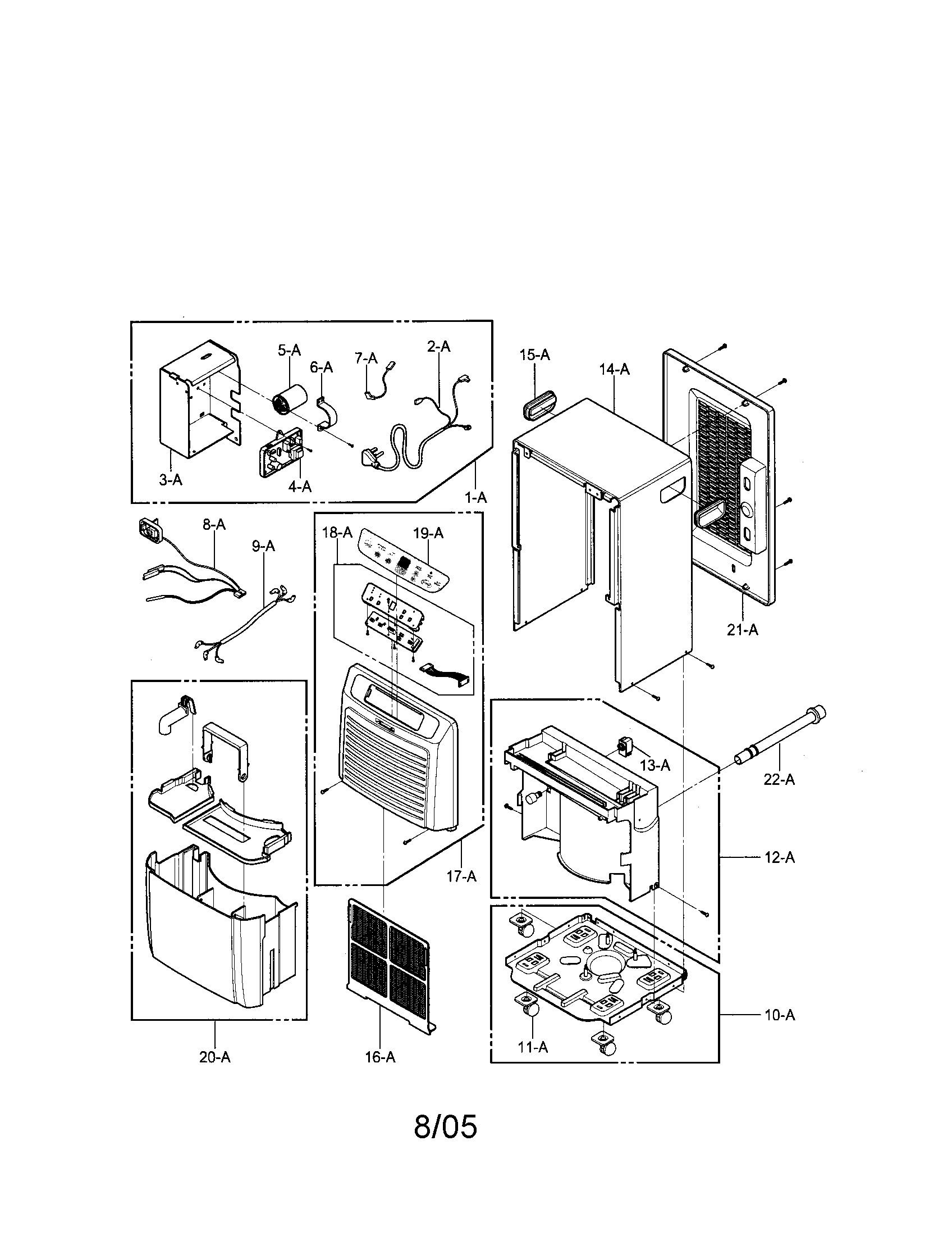 Kenmore 58054701500 outer case and control diagram