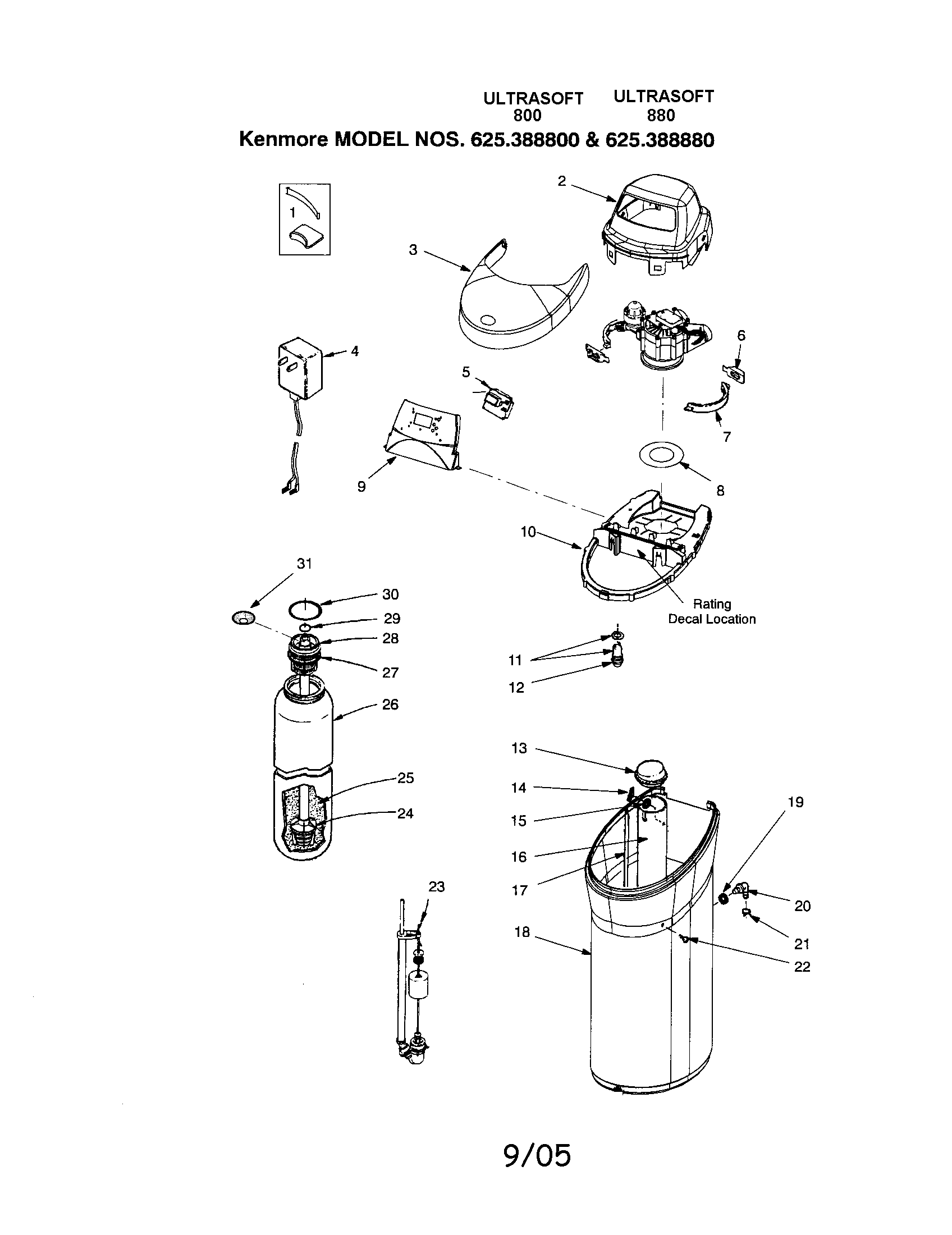 Kenmore 625388800 water softener diagram