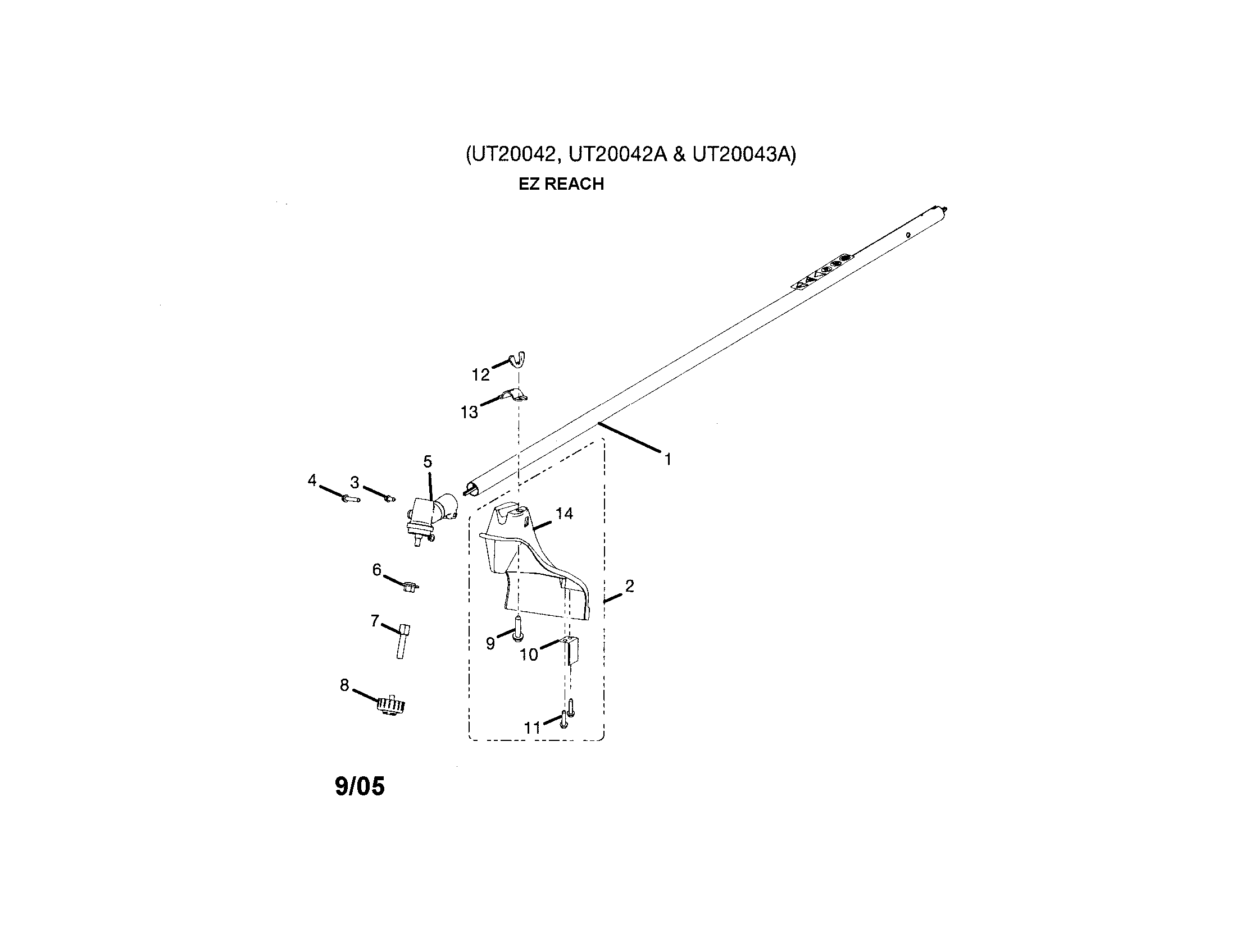 Homelite UT20042 straight shaft / shield diagram