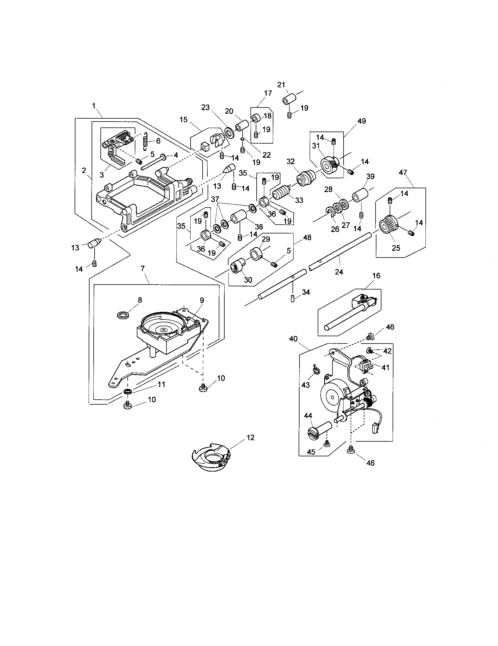 Kenmore Elite 38519005500 feed rock shaft / hook race unit diagram
