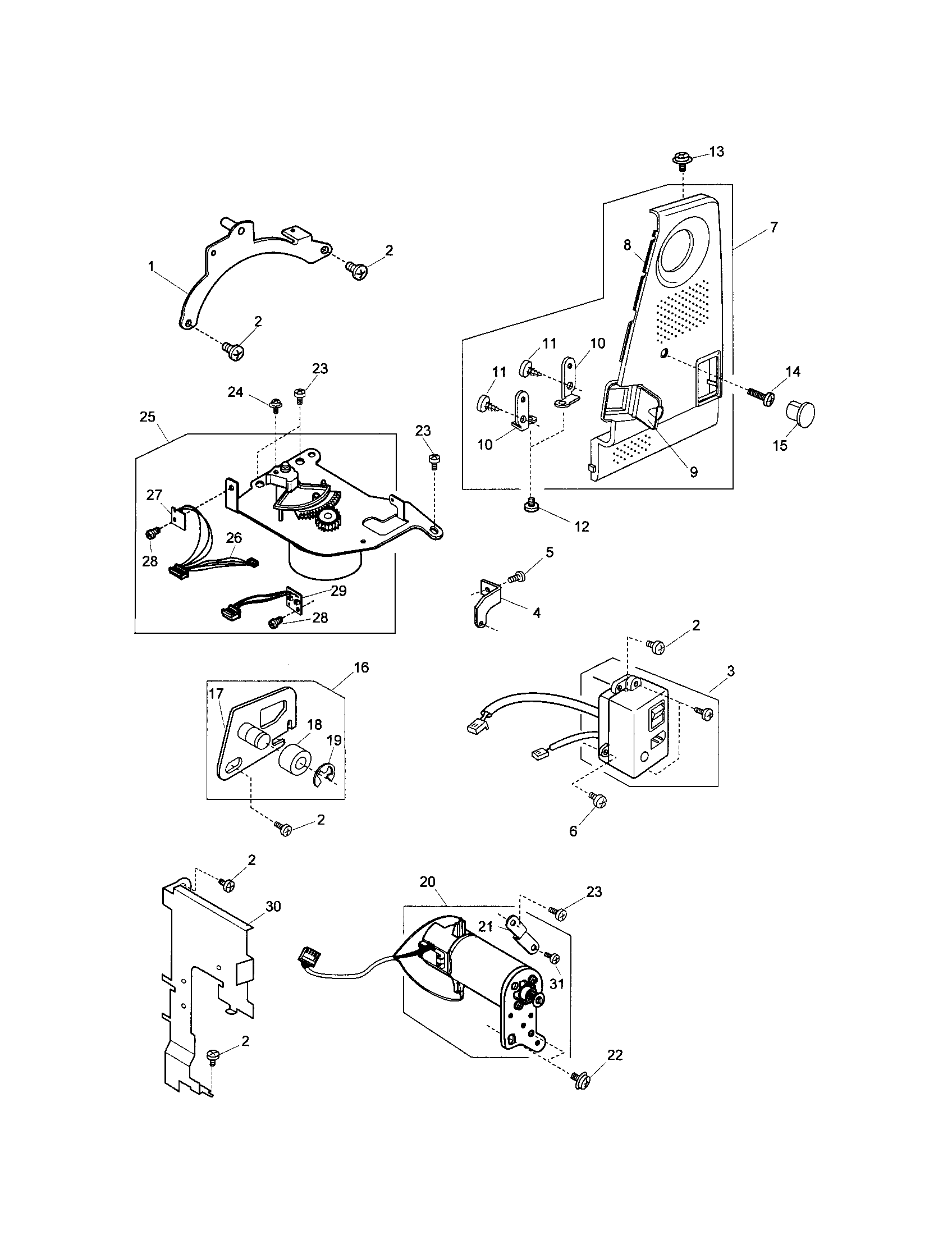 Kenmore Elite 38519005500 belt cover unit/zigzag with motor diagram