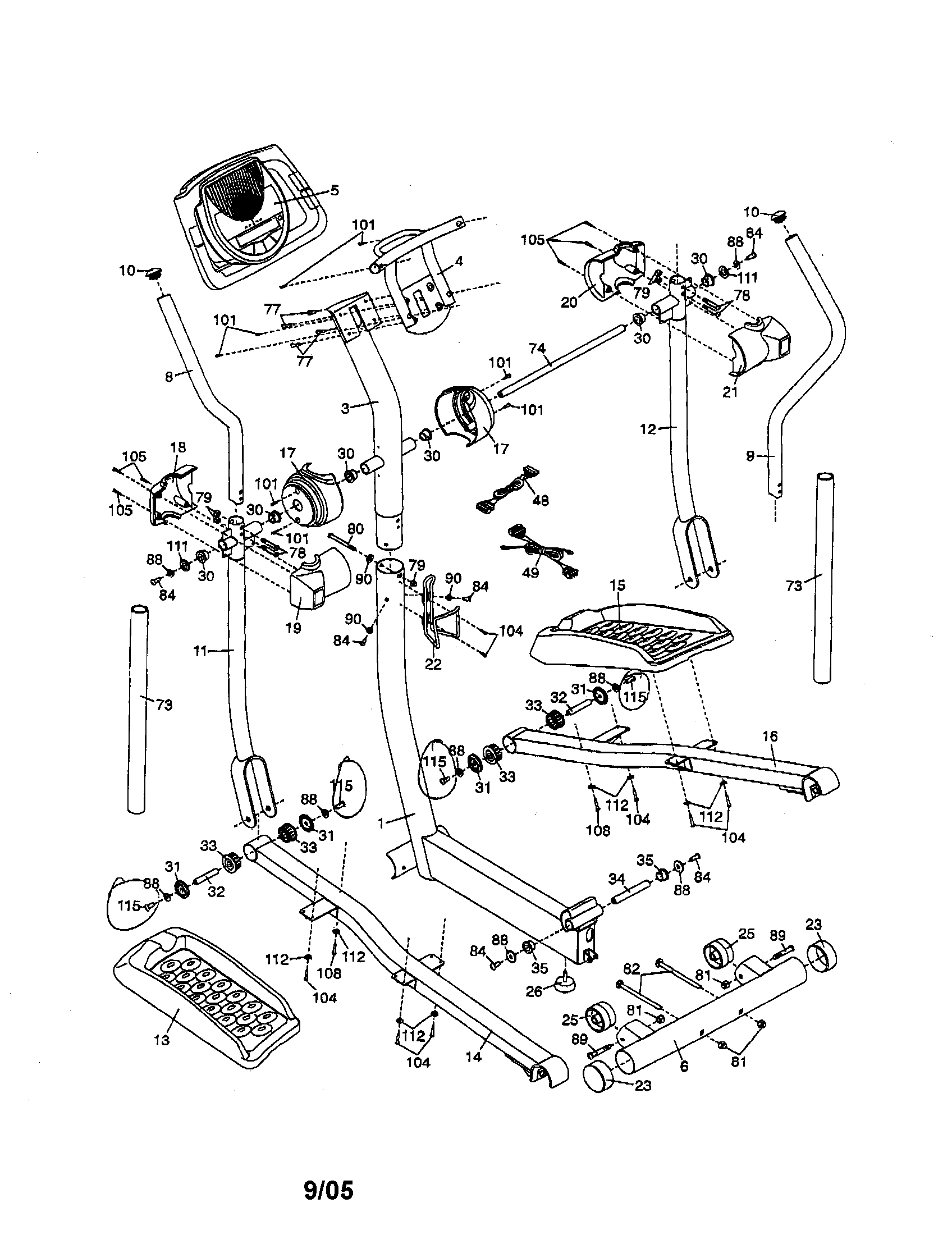 Proform 831285440 console/pedals/base diagram
