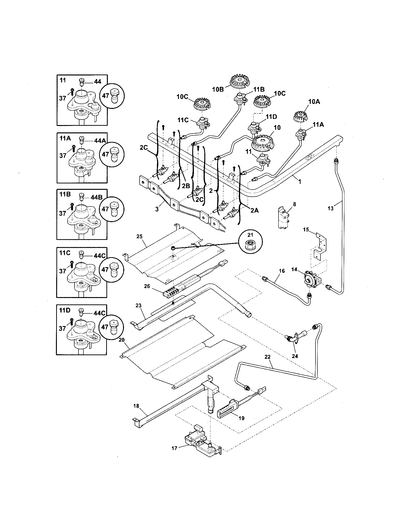 Kenmore Elite 79079363405 burner diagram