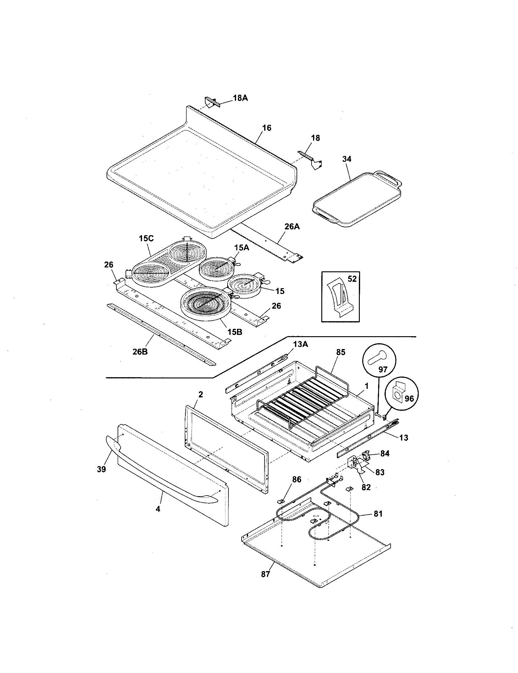 Kenmore Elite 79099123408 top and drawer diagram