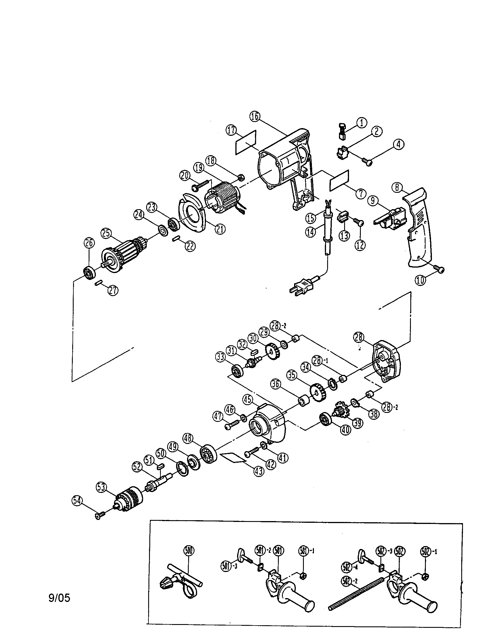 Ryobi D-130VR TYPE II electric drill diagram