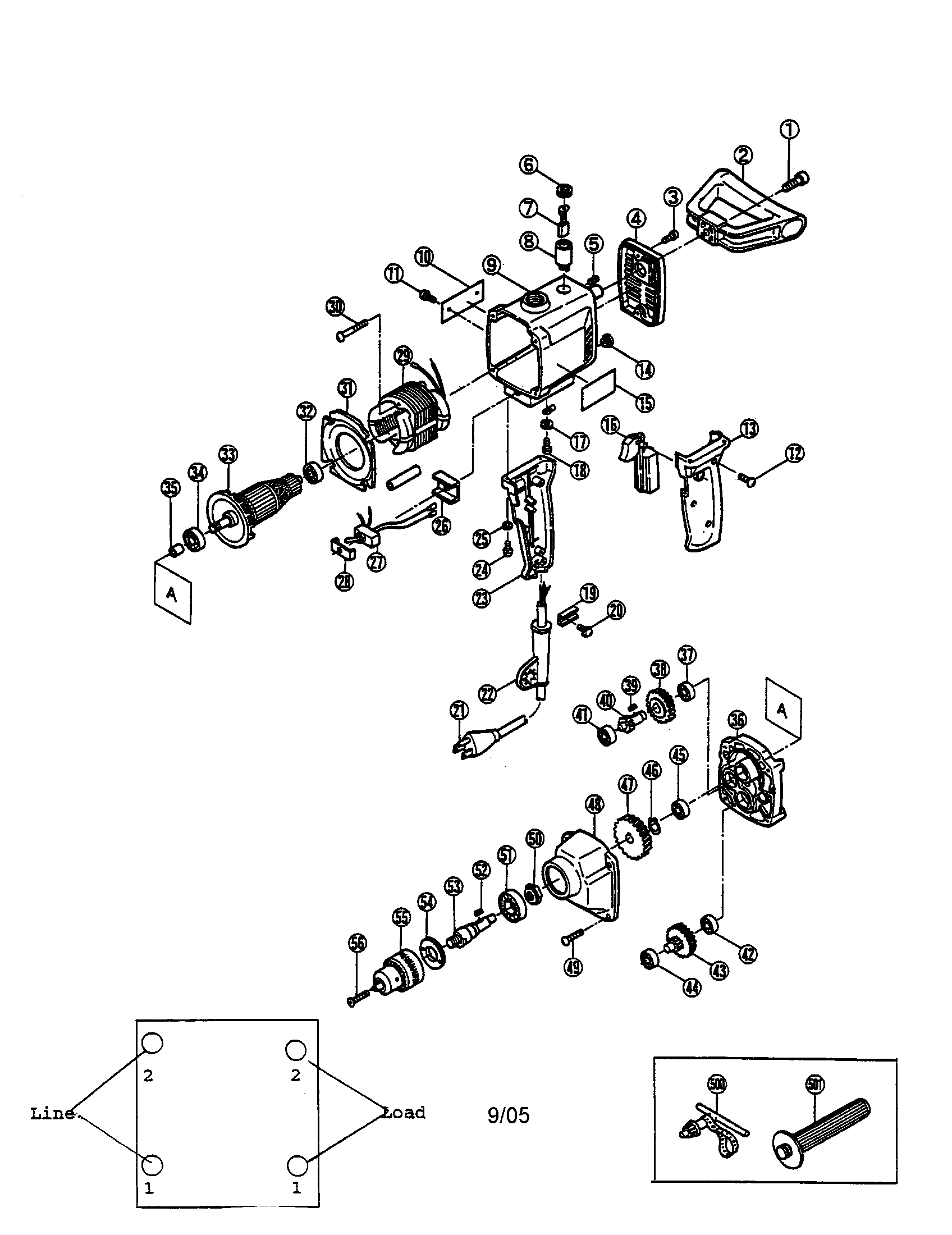 Ryobi DH-130 electric drill diagram