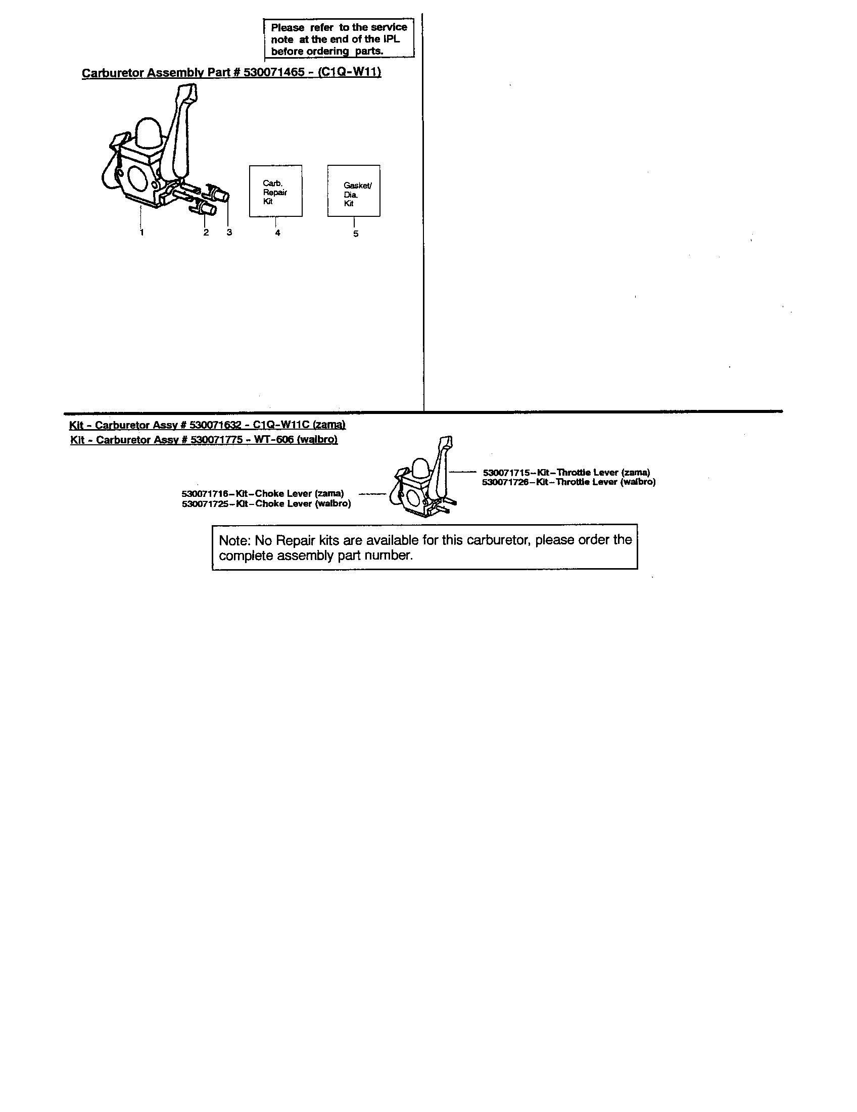 Weed Eater BV1850 TYPE 2 carburetor(s) diagram