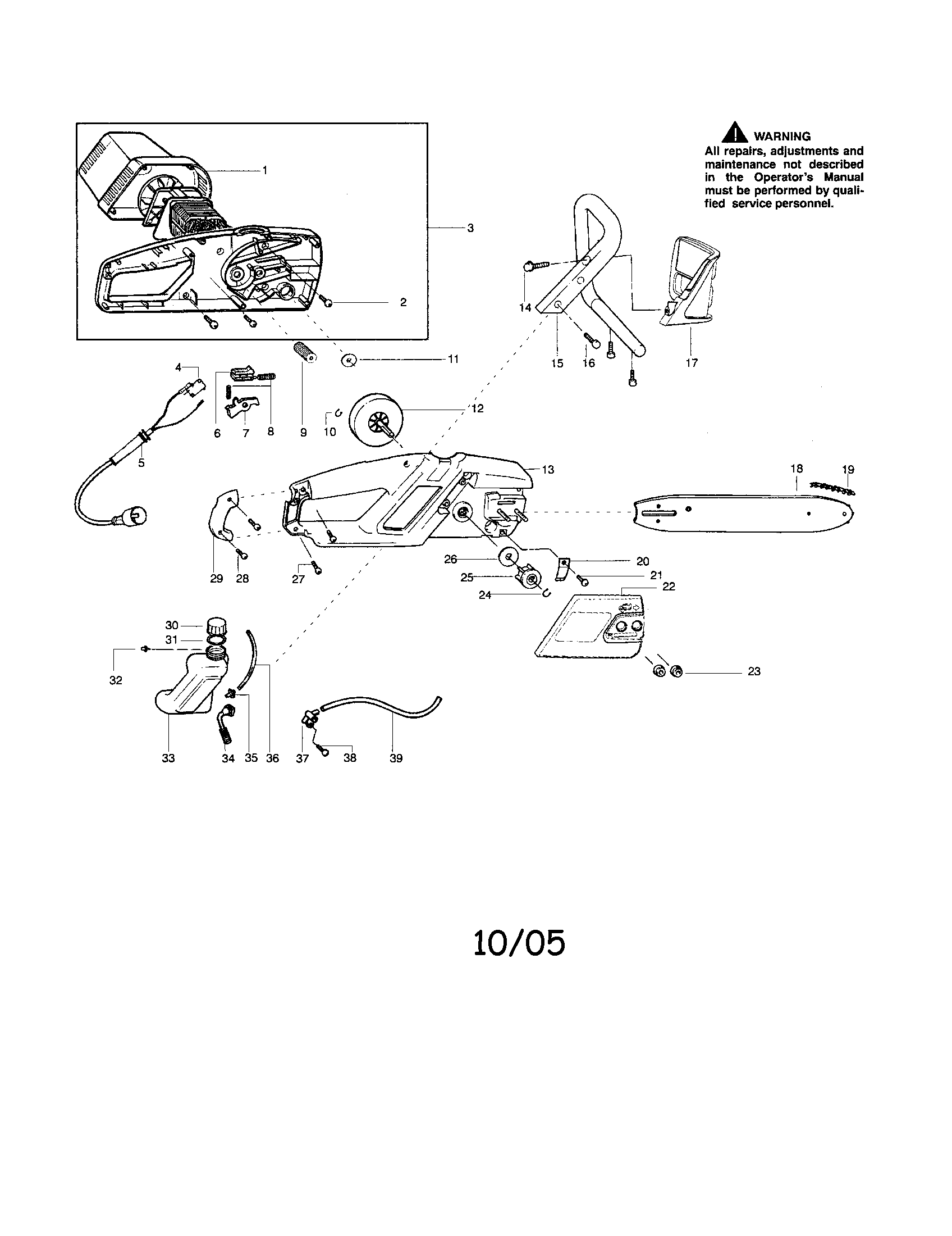 Craftsman 358341080 electric chain saw diagram