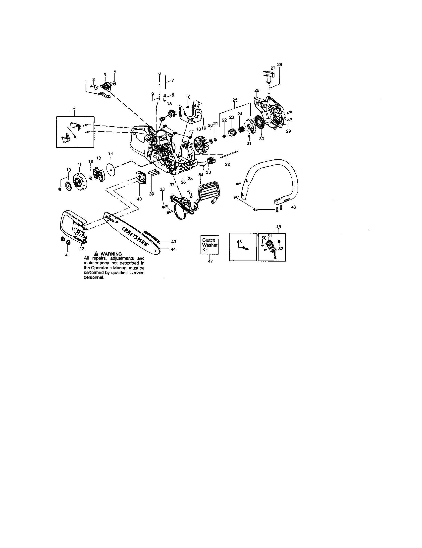 Craftsman 358360360 chain/bar/handle/housing diagram