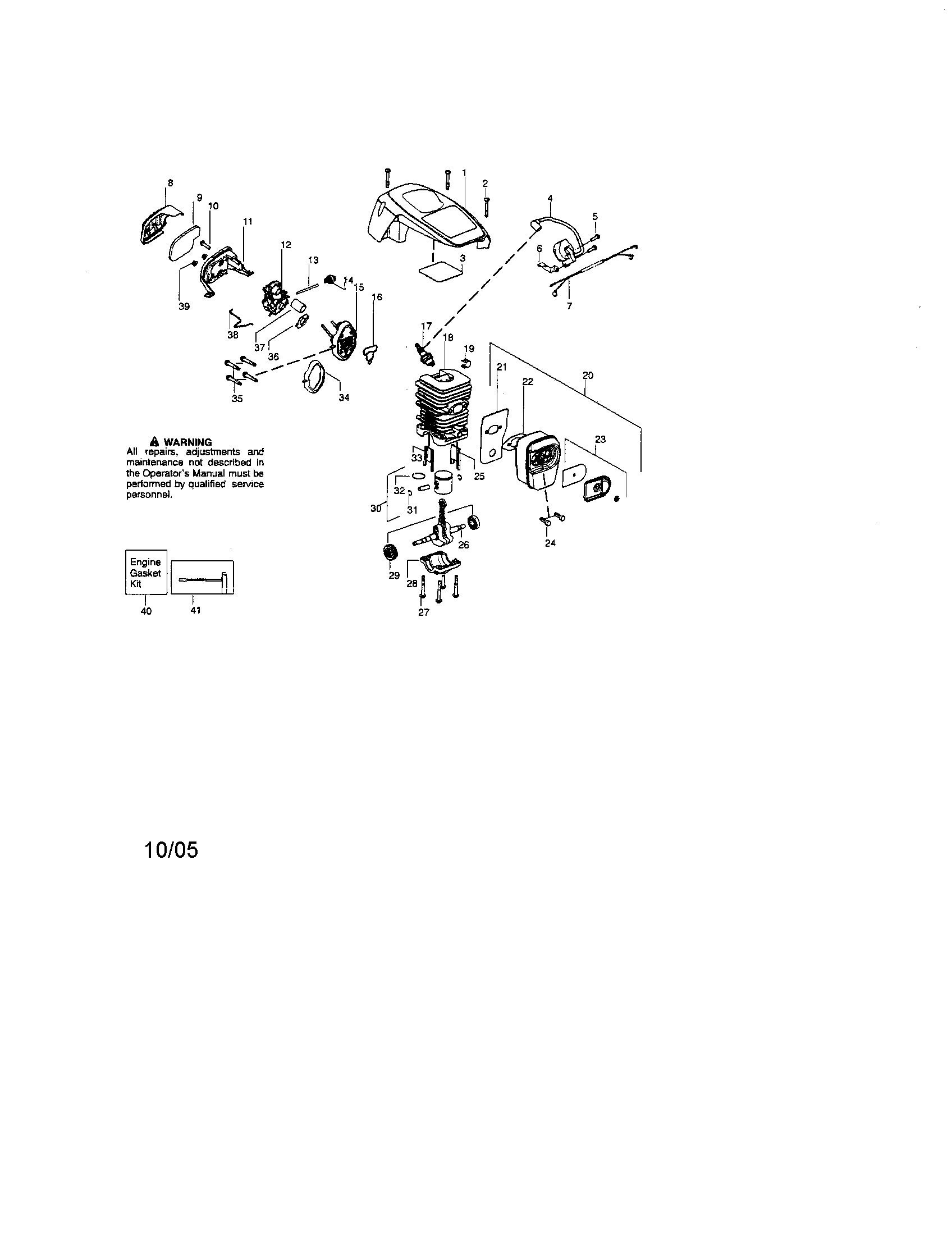 Craftsman 358350670 cylinder/shield/crankshaft diagram