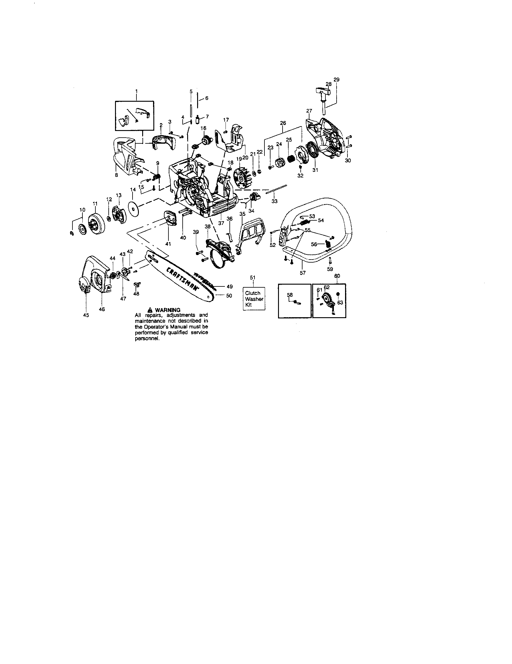 Craftsman 944415370 chain/bar/housing/handle diagram