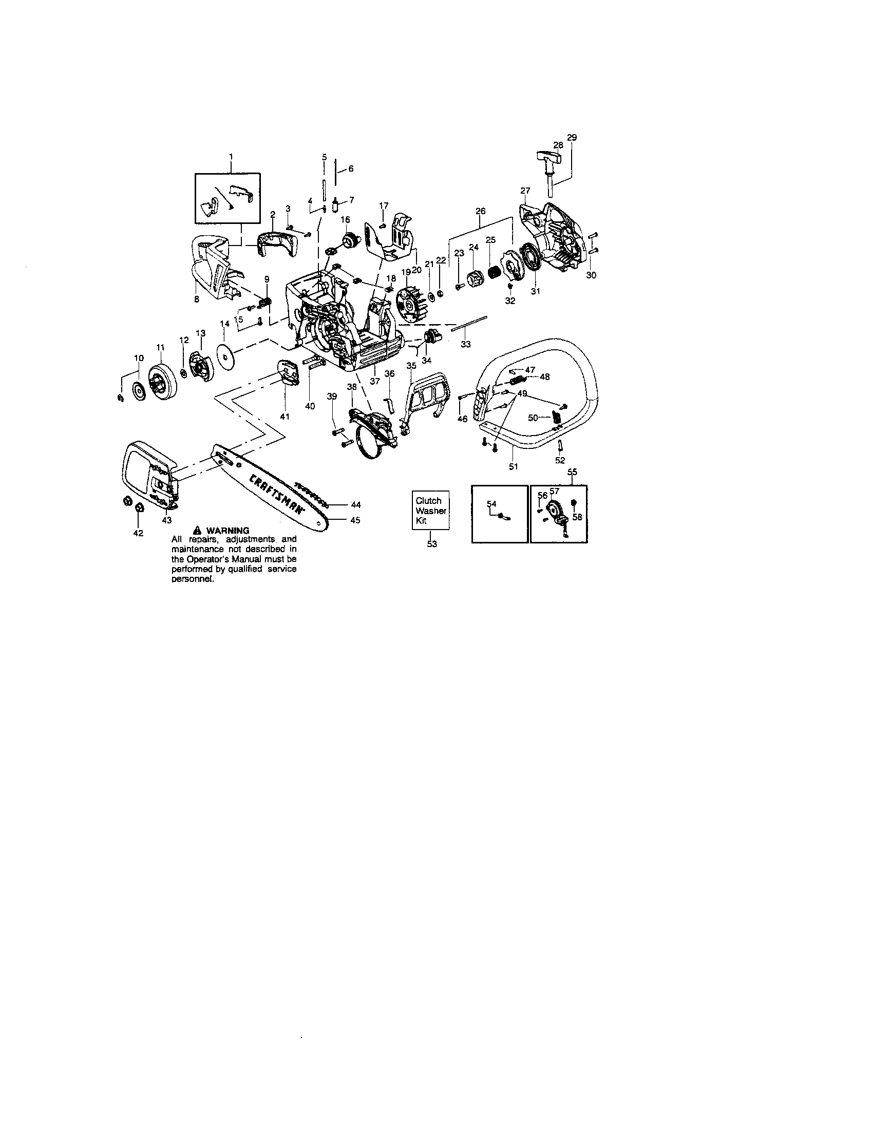 Craftsman 944415430 chain/bar/housing/handle diagram