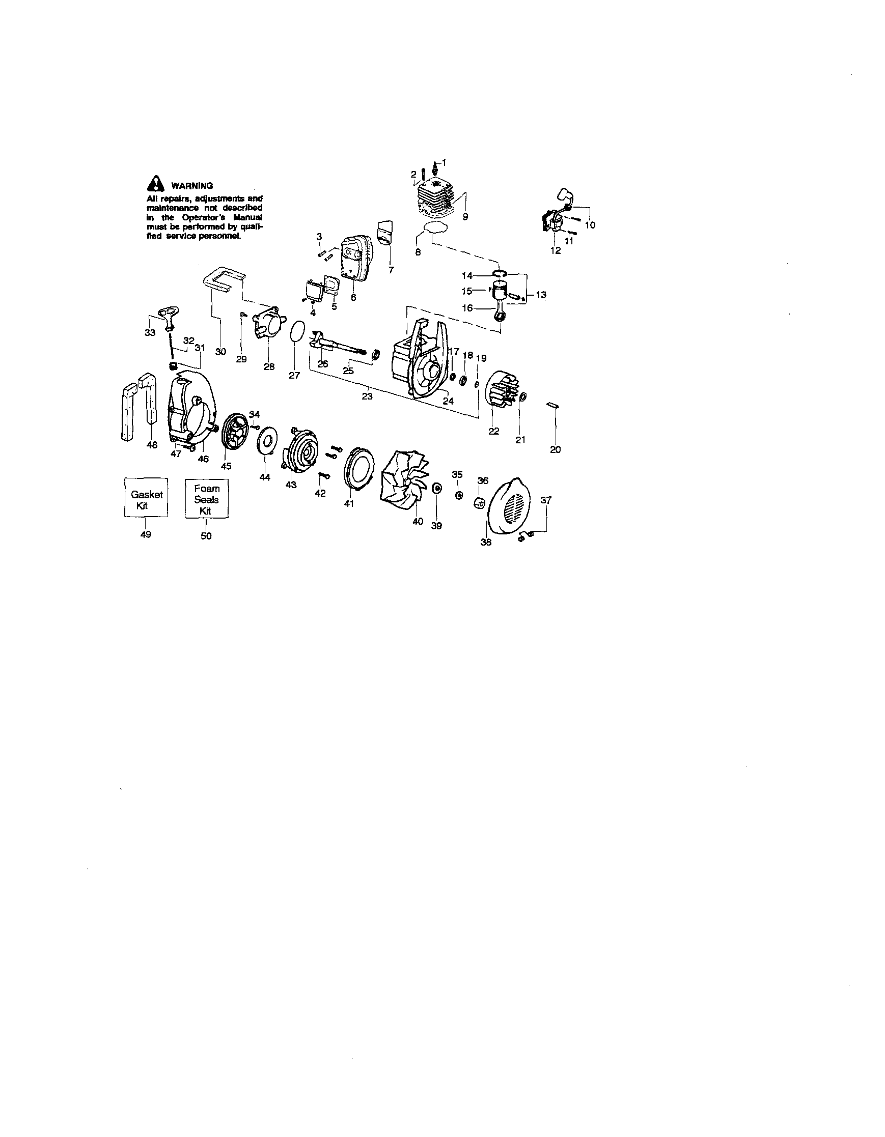 Craftsman 358797130 cylinder/crankshaft/crankcase diagram