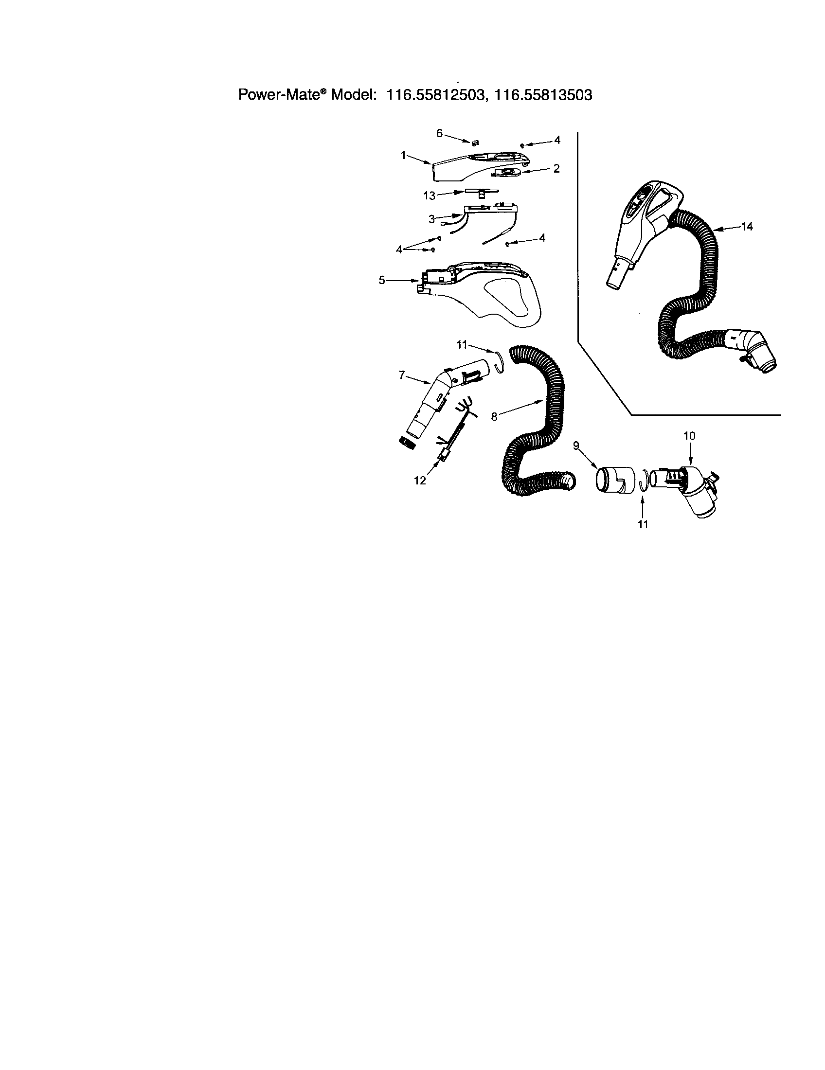 Kenmore 11625812503 hose diagram