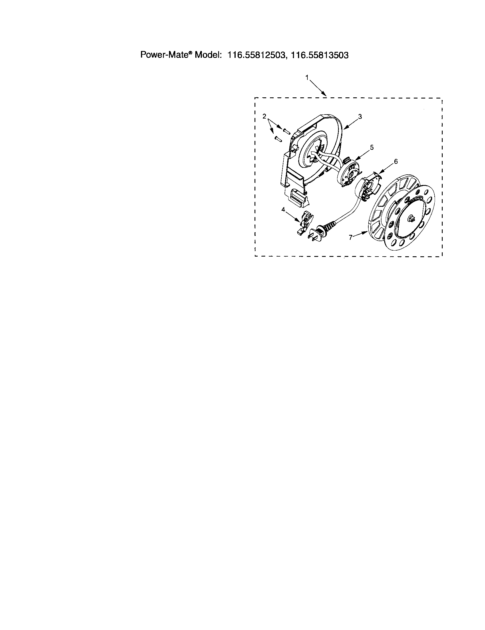 Kenmore 11625812503 cord reel diagram