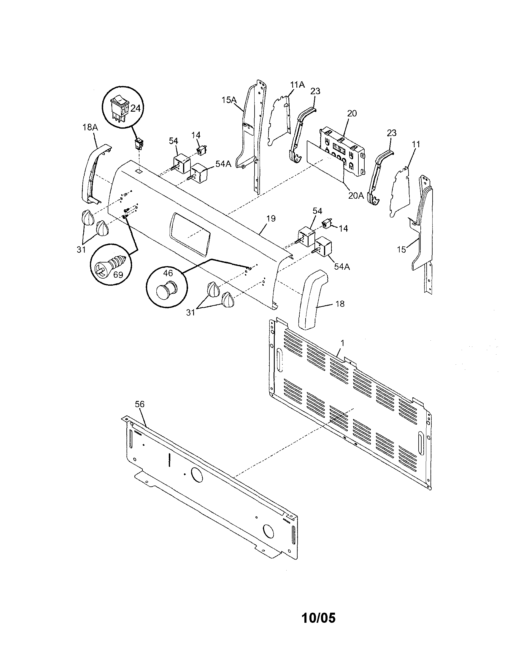 Frigidaire FEF364DSD backguard diagram