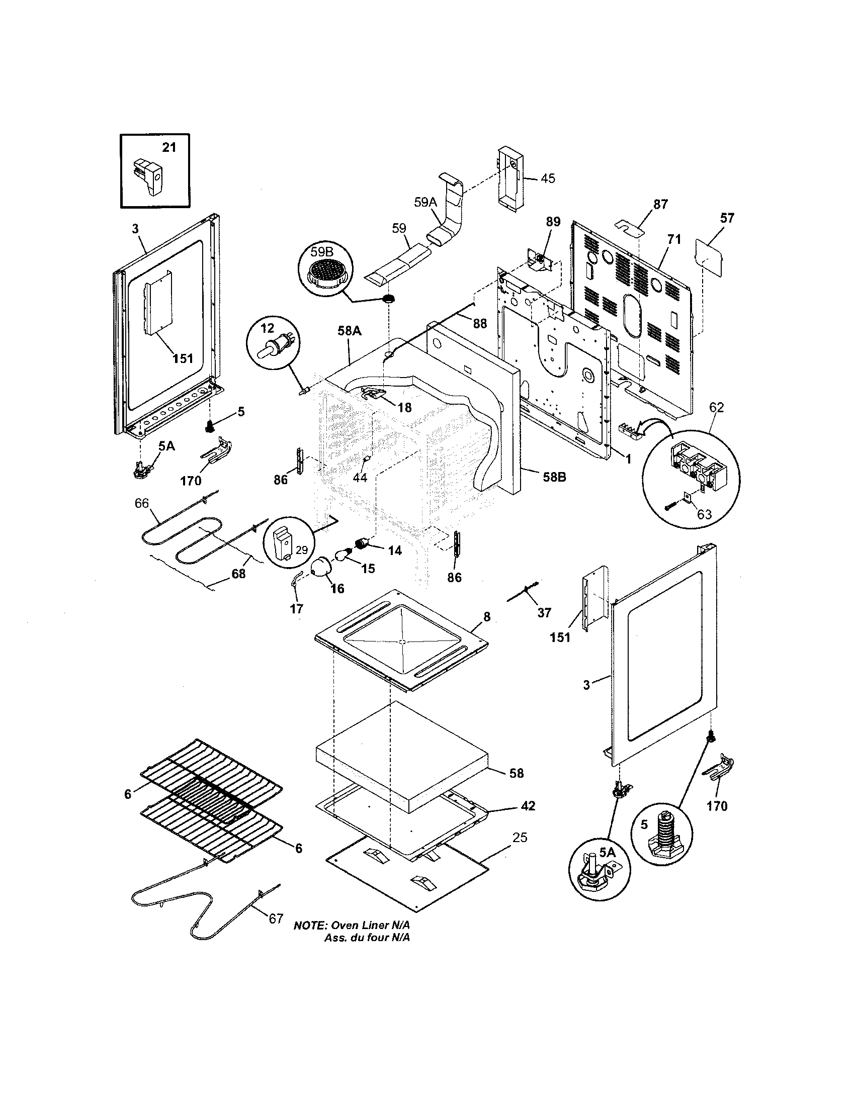 Frigidaire FEF364DSD body diagram