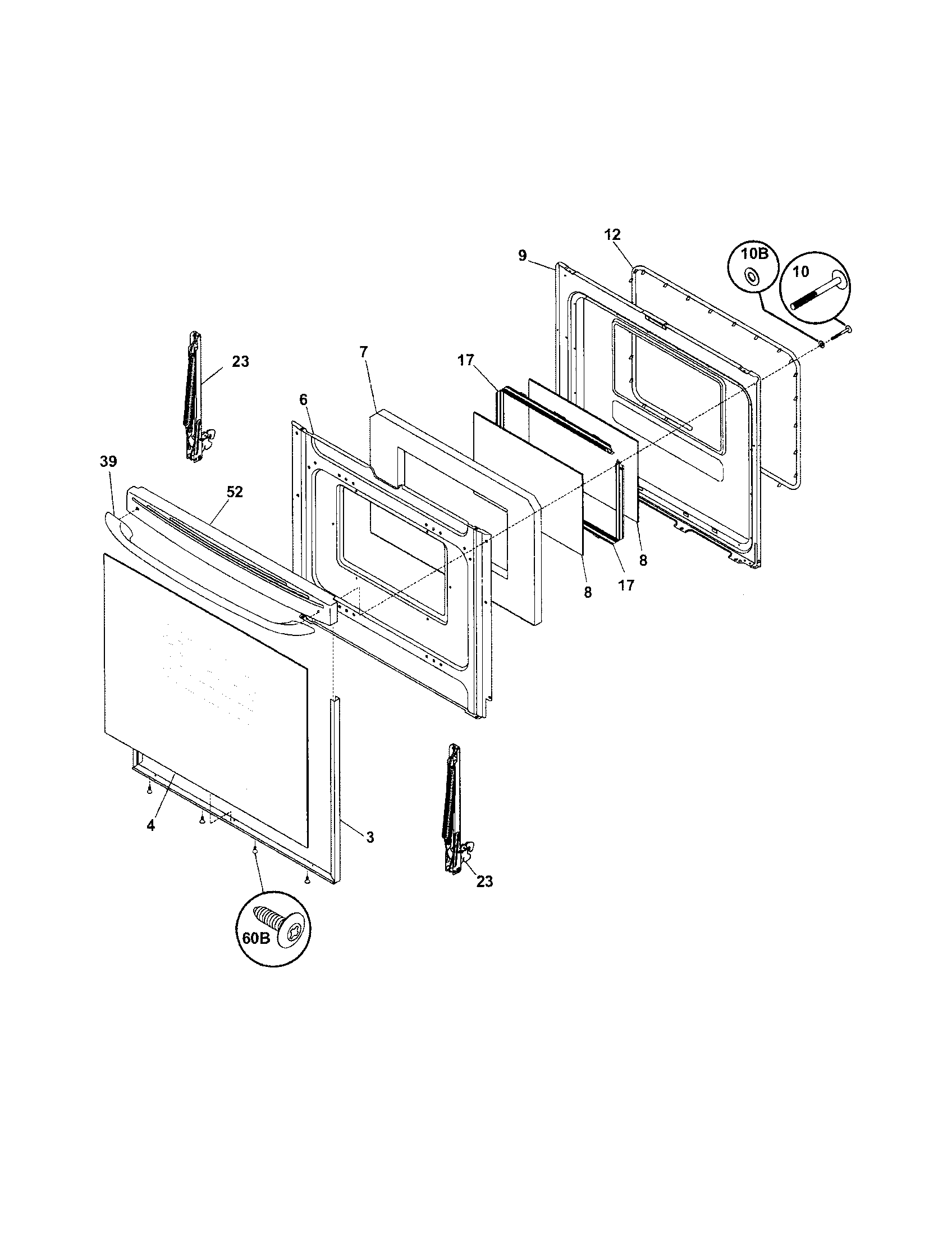 Frigidaire FEF364DSD door diagram