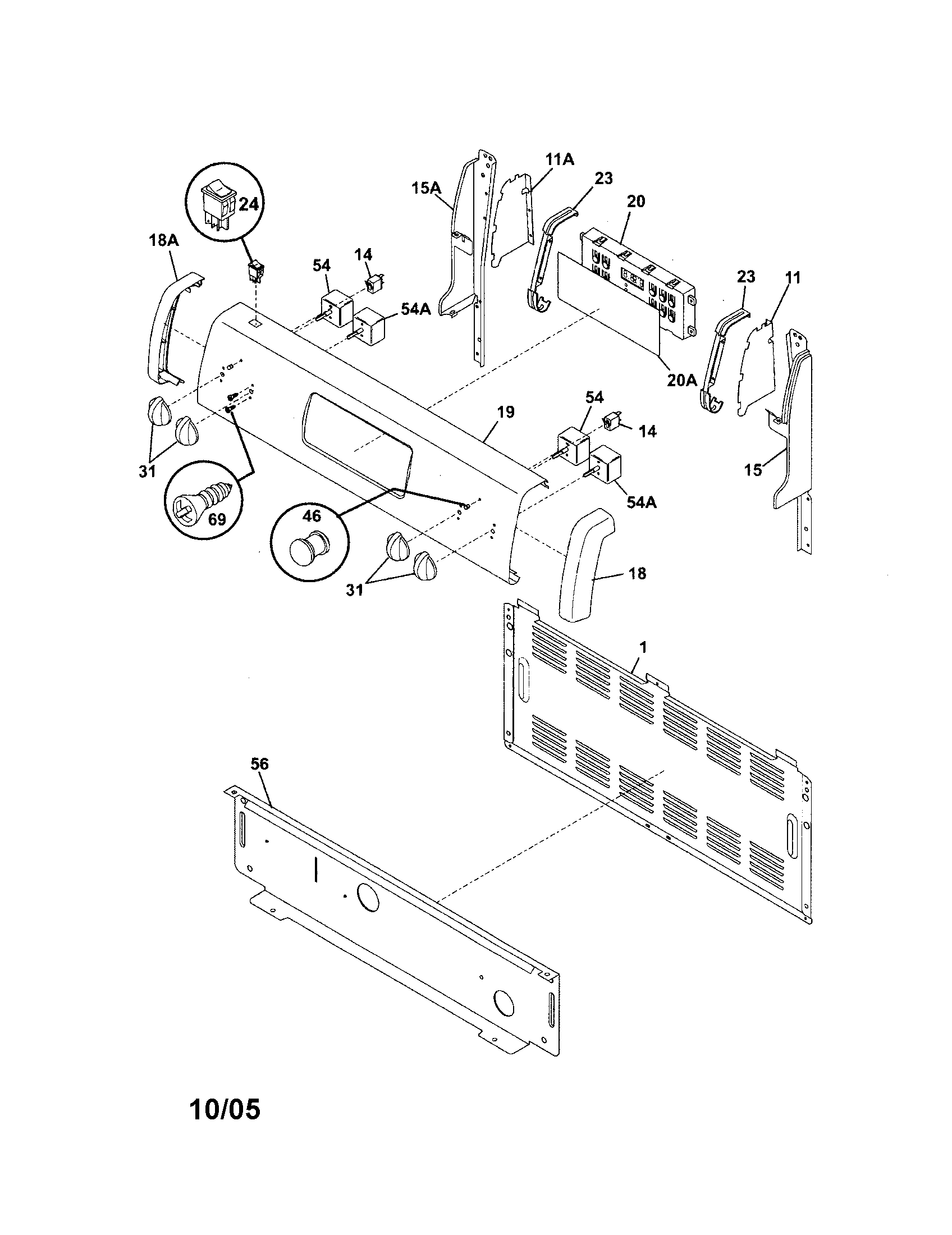 Tappan TEF361ESB backguard diagram