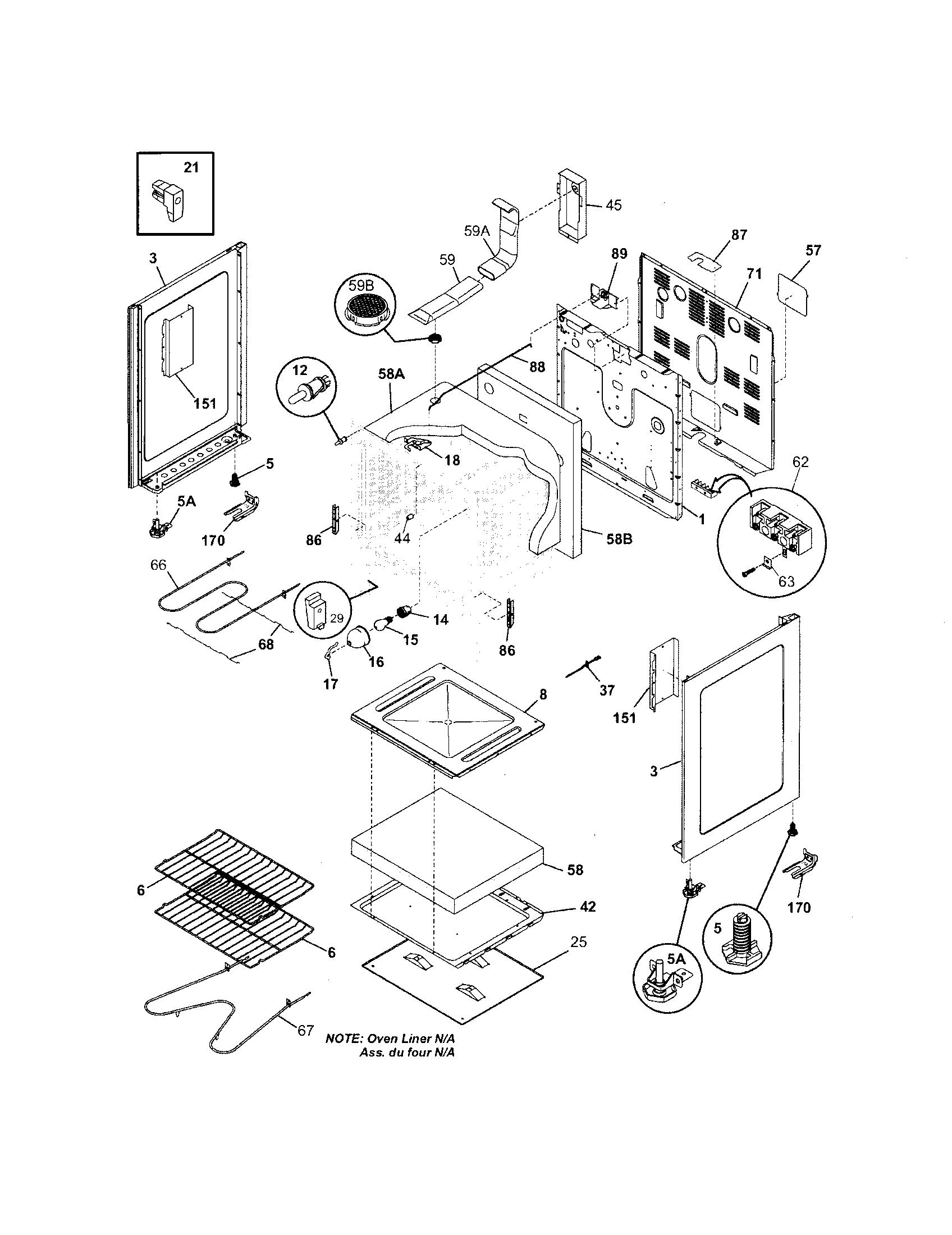 Tappan TEF361ESB body diagram