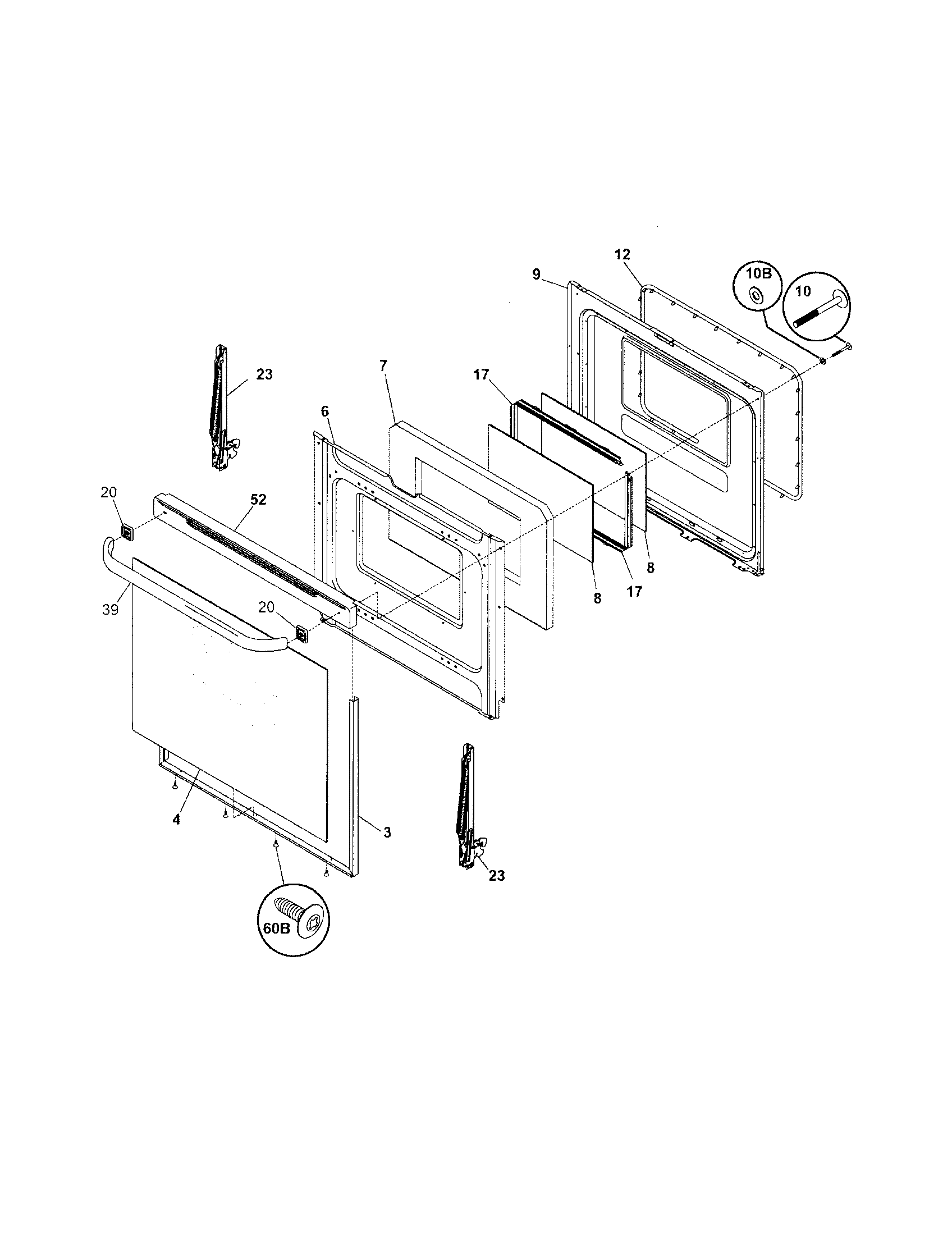 Tappan TEF361ESB door diagram