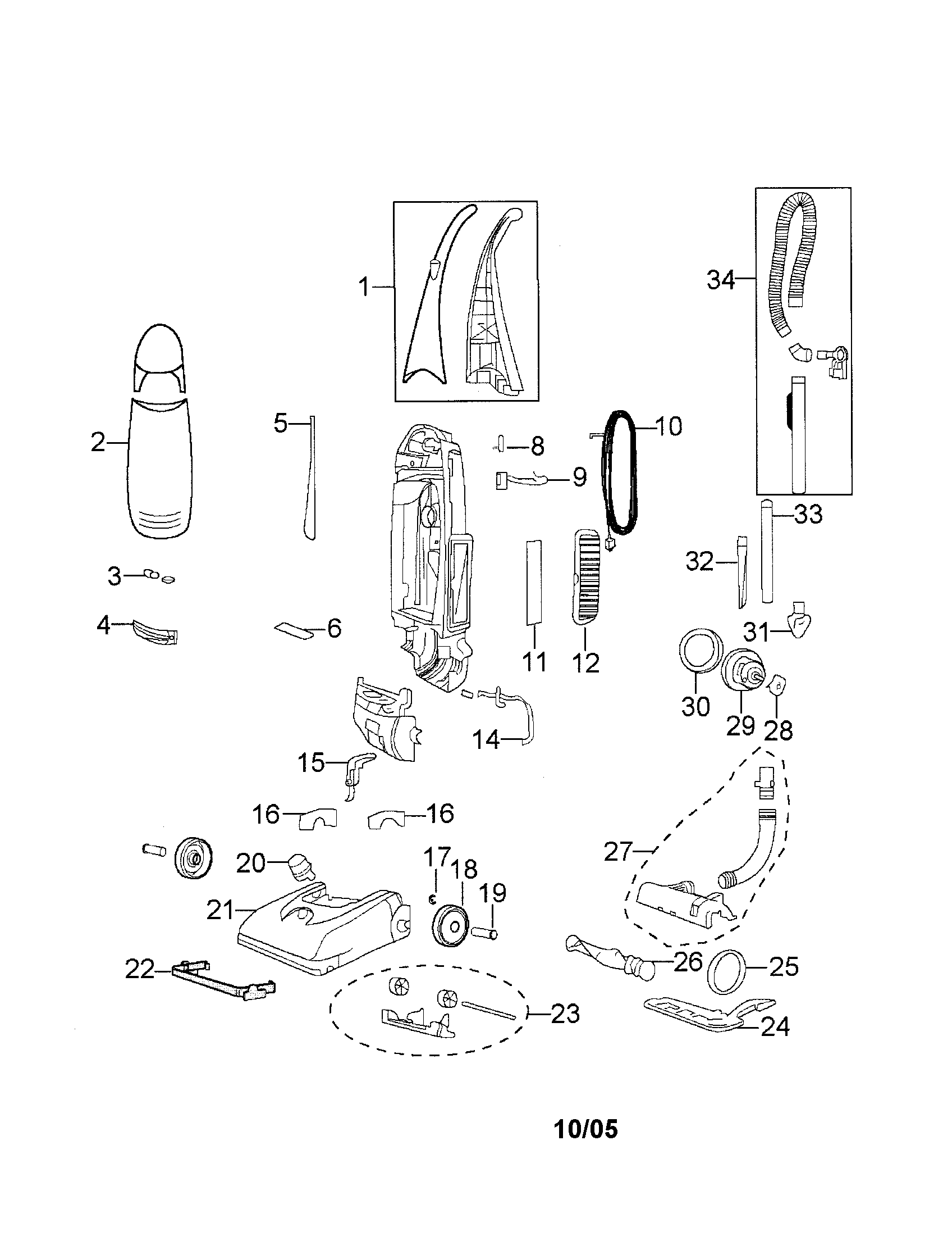 Bissell 3522-5 upright vac diagram