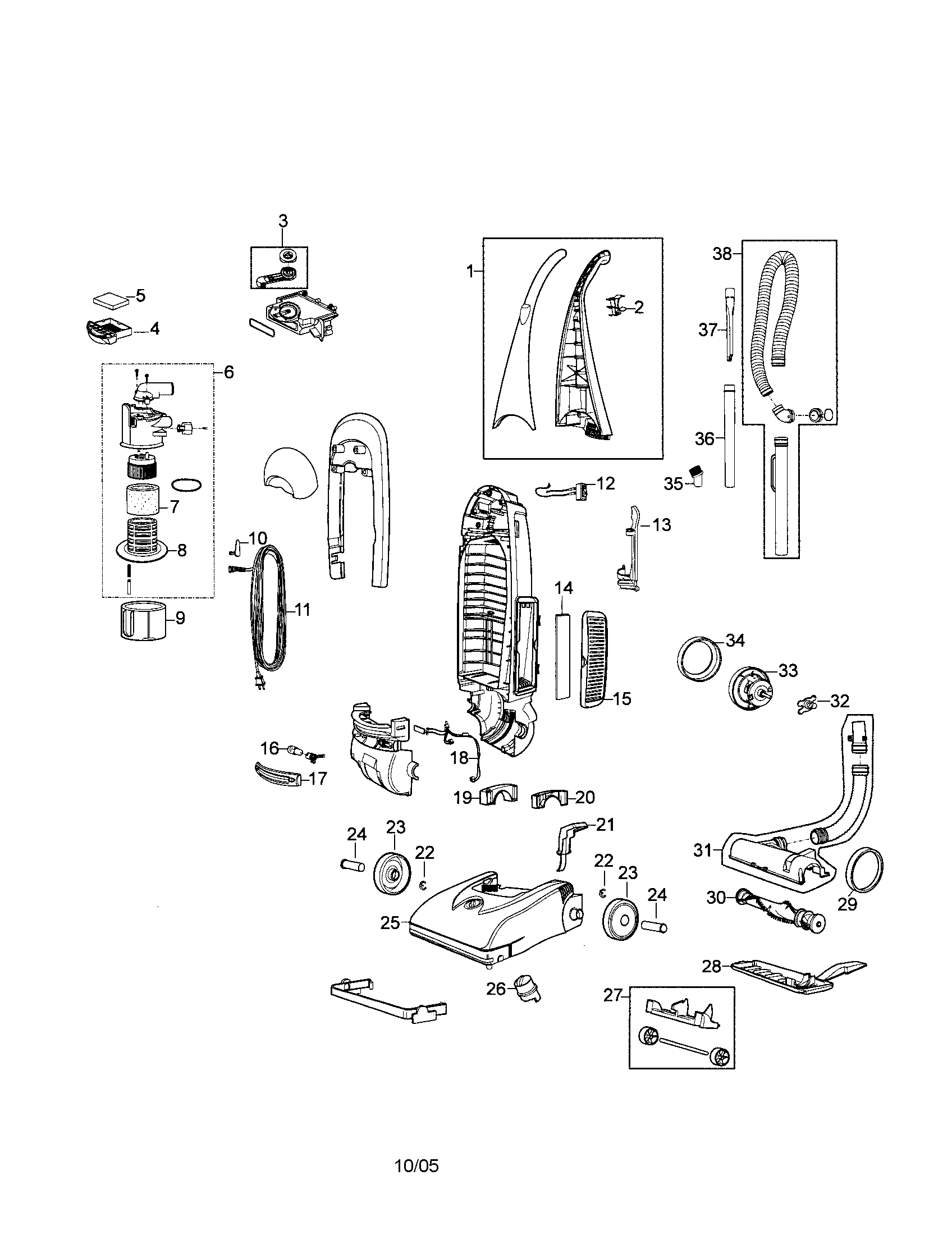 Bissell 8975 cleanview bagless diagram