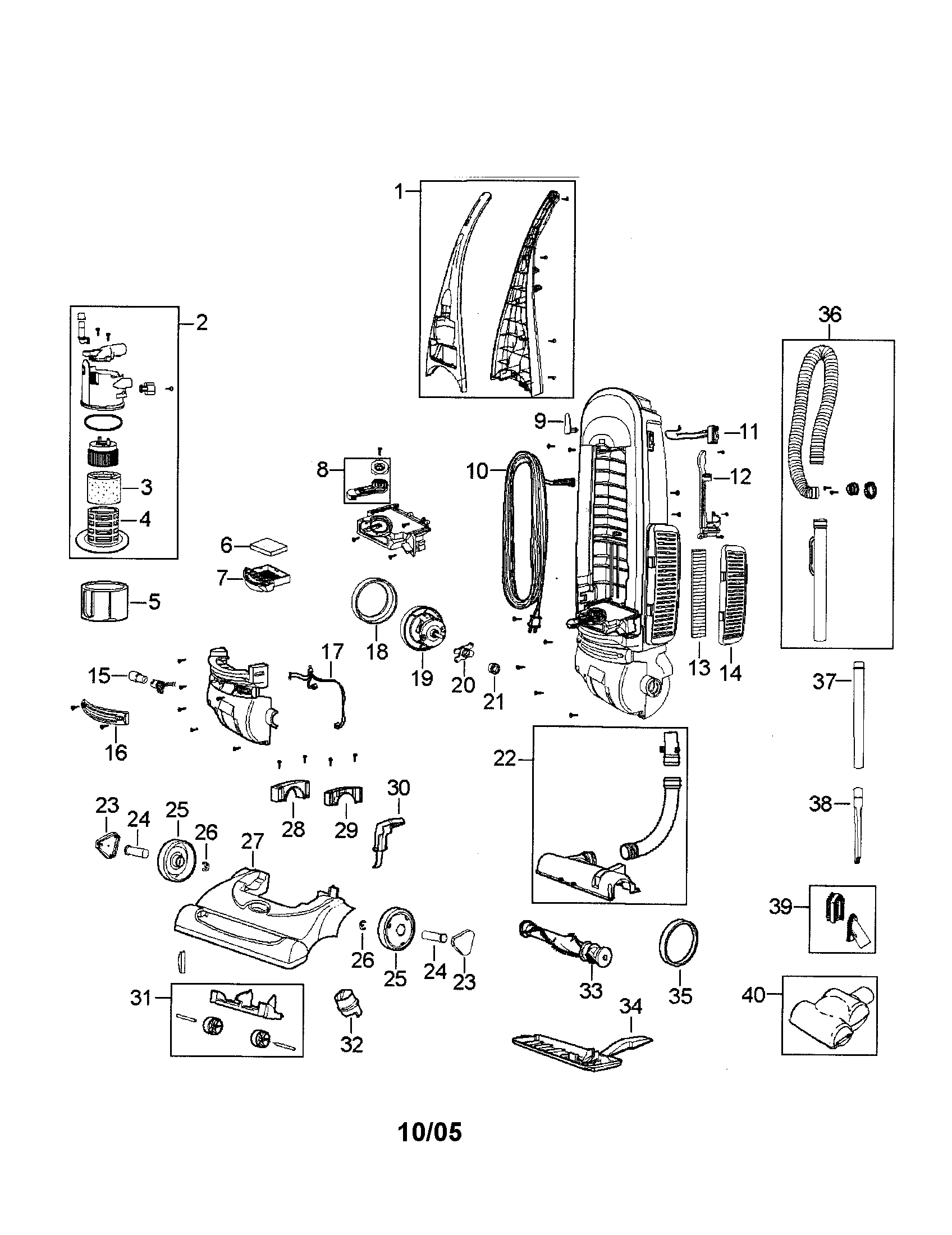 Bissell 3593-3 cleanview bagless diagram