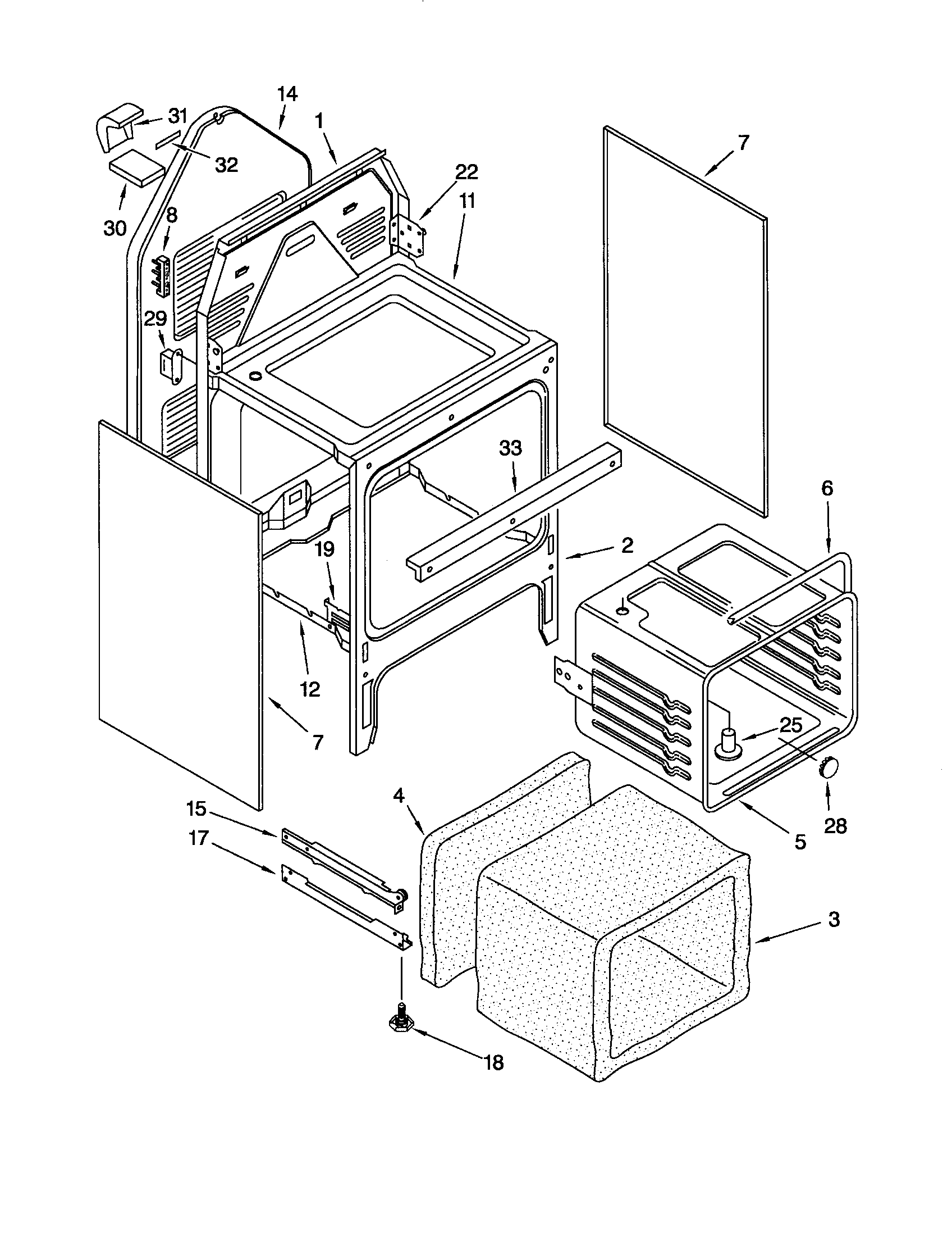 Whirlpool WHE383311 oven chassis diagram