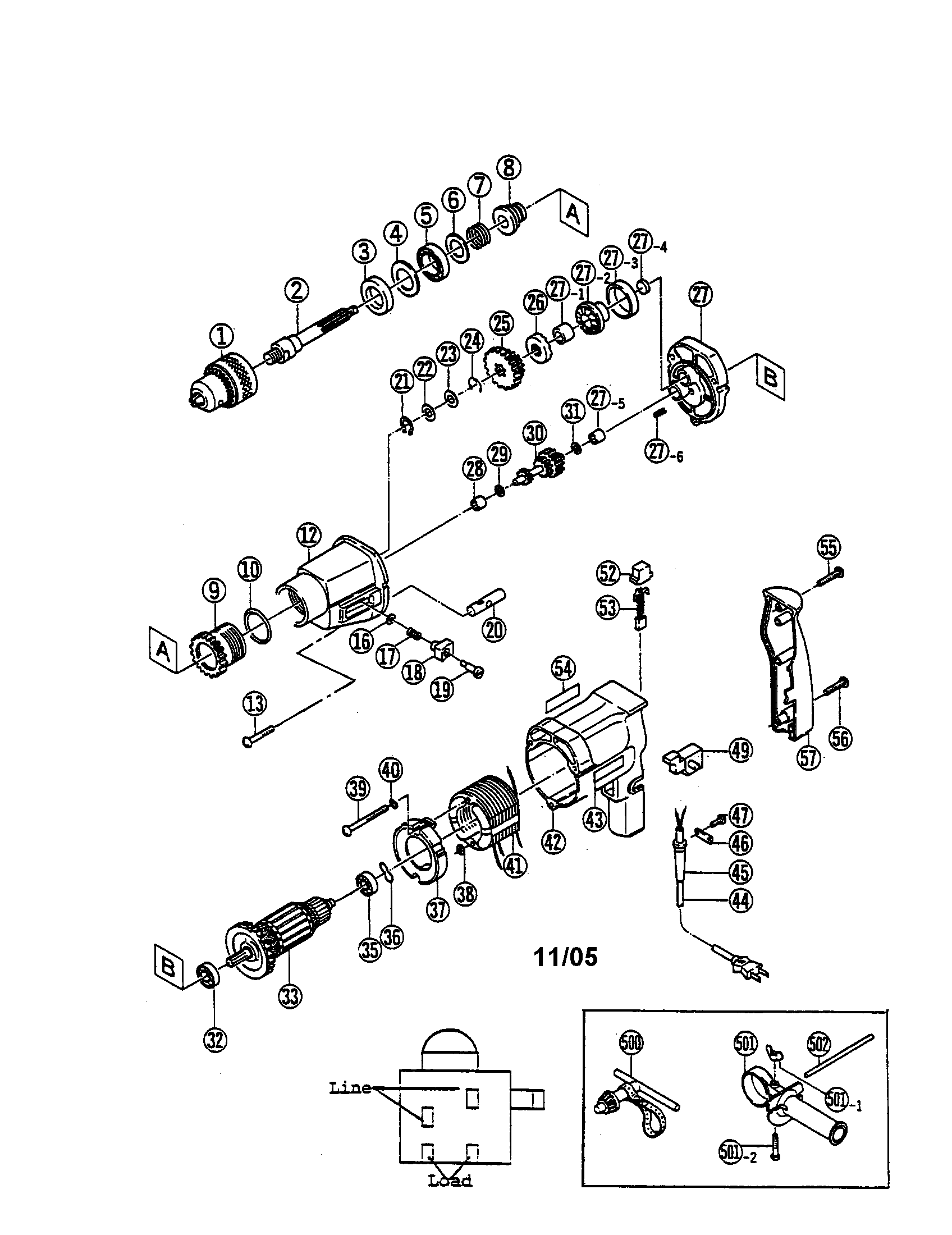 Ryobi PD-1921V impact drill diagram